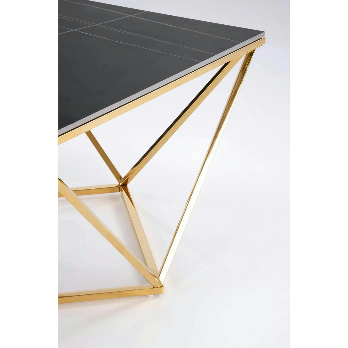 Masuta cafea FELICIA, negru/auriu, ceramica/metal, 80x80x46 cm