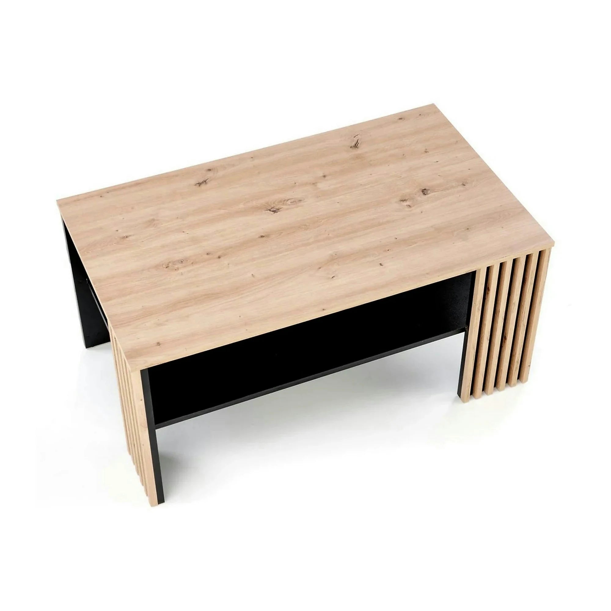 Masuta cafea FEMINA, stejar/negru, PAL laminat, 110x65x52 cm