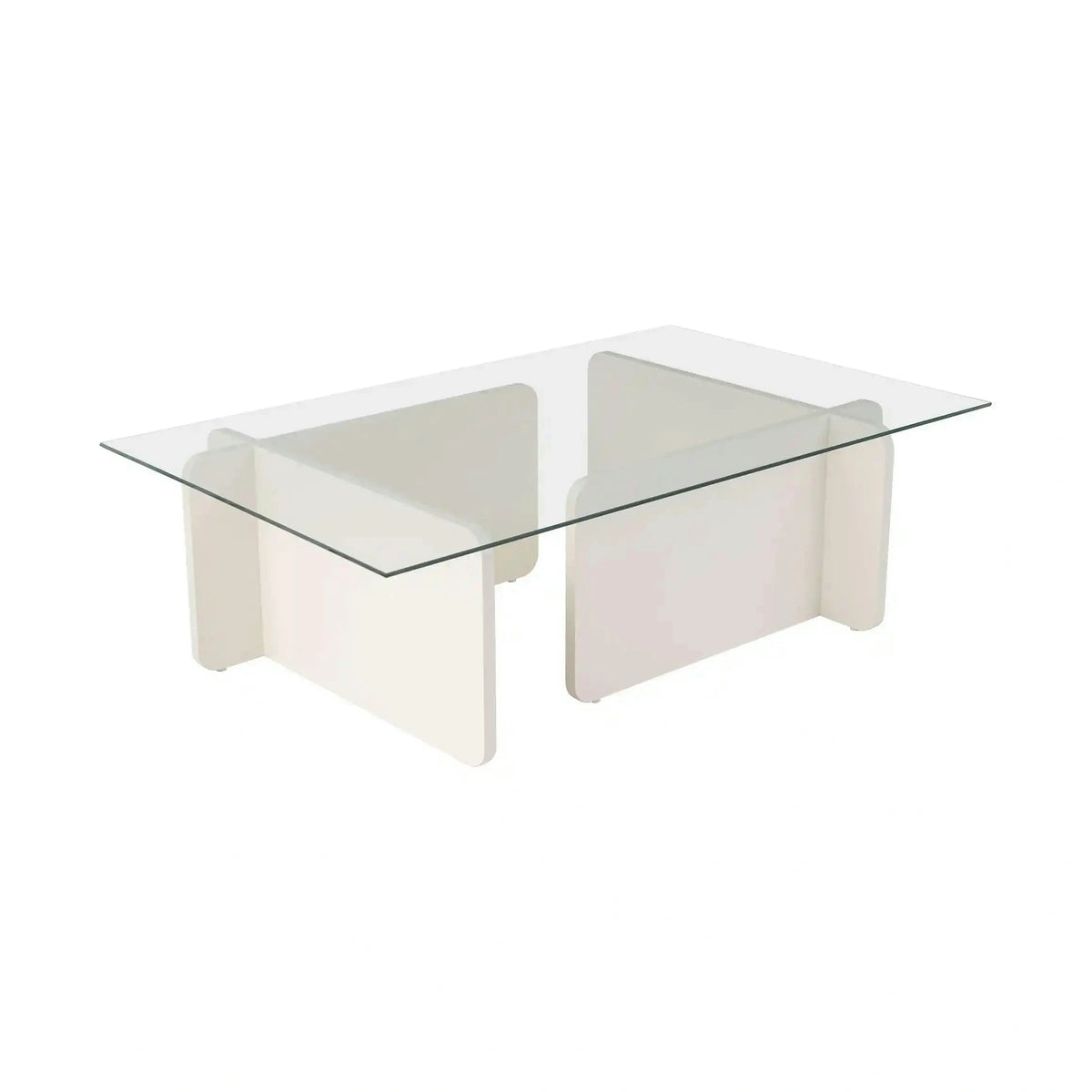Masuta cafea FLAVIO, alb/transparent, PAL/sticla, 105x65x30 cm