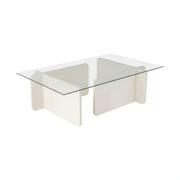 Masuta cafea FLAVIO, alb/transparent, PAL/sticla, 105x65x30 cm