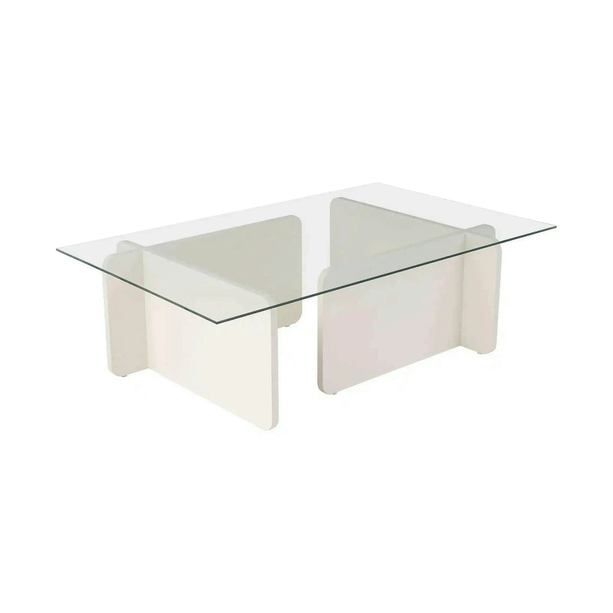 Masuta cafea FLAVIO, alb/transparent, PAL/sticla, 105x65x30 cm