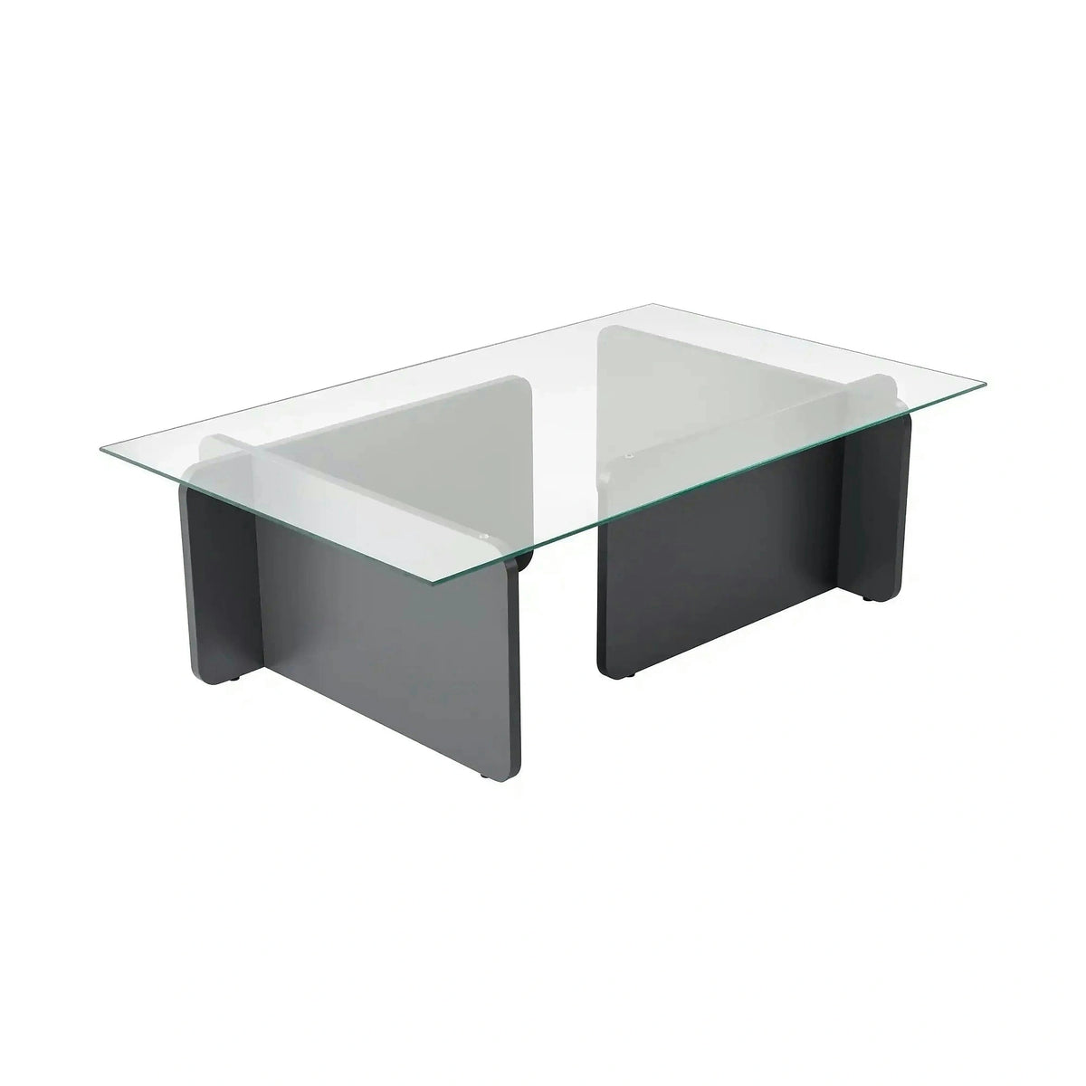 Masuta cafea FLAVIO, gri antracit/transparent, PAL/sticla, 105x65x30 cm