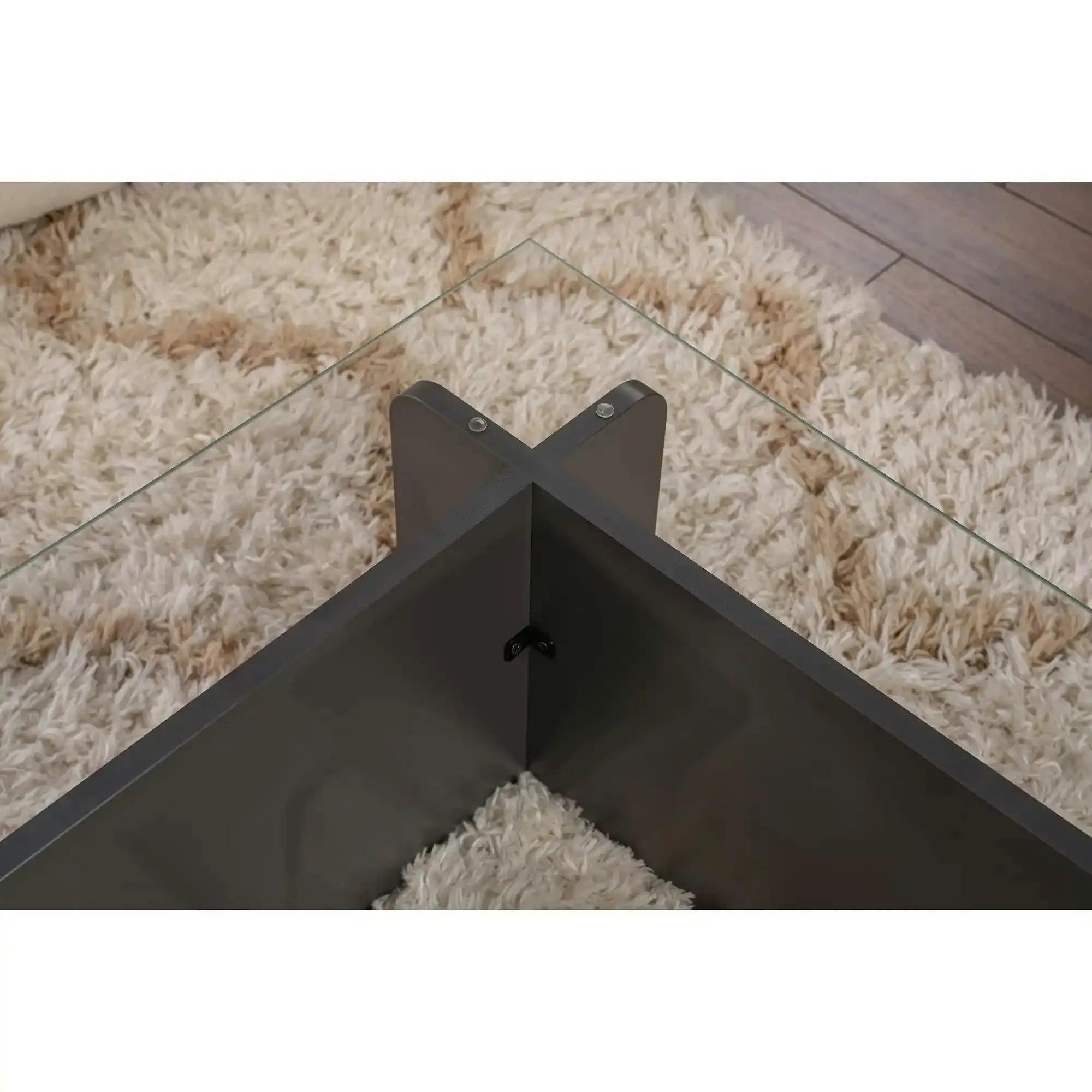 Masuta cafea FLAVIO, gri antracit/transparent, PAL/sticla, 105x65x30 cm