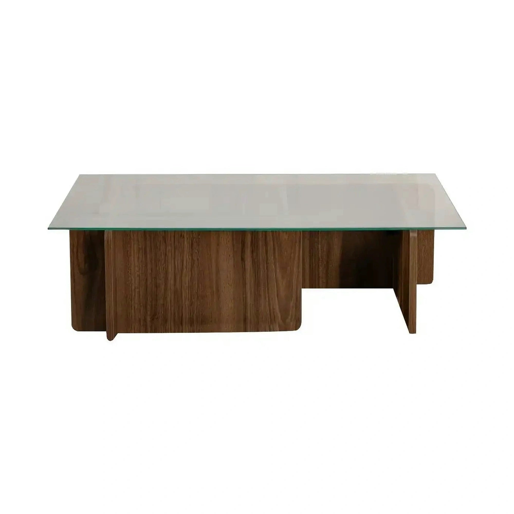 Masuta cafea FLAVIO, nuc/transparent, PAL/sticla, 105x65x30 cm