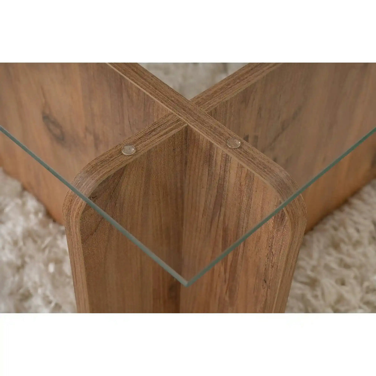 Masuta cafea FLAVIO, pin/transparent, PAL/sticla, 105x65x30 cm