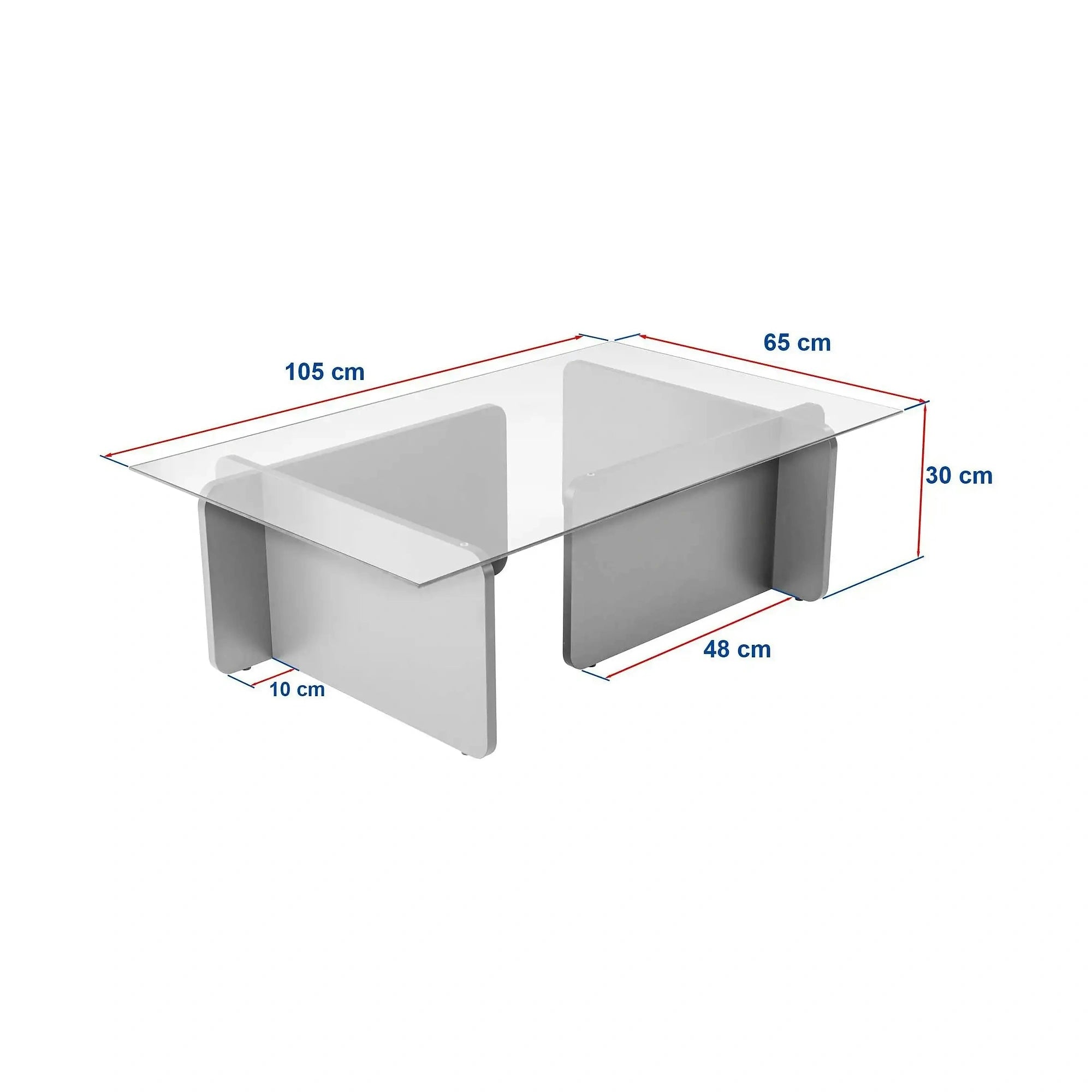 Masuta cafea FLAVIO, pin/transparent, PAL/sticla, 105x65x30 cm