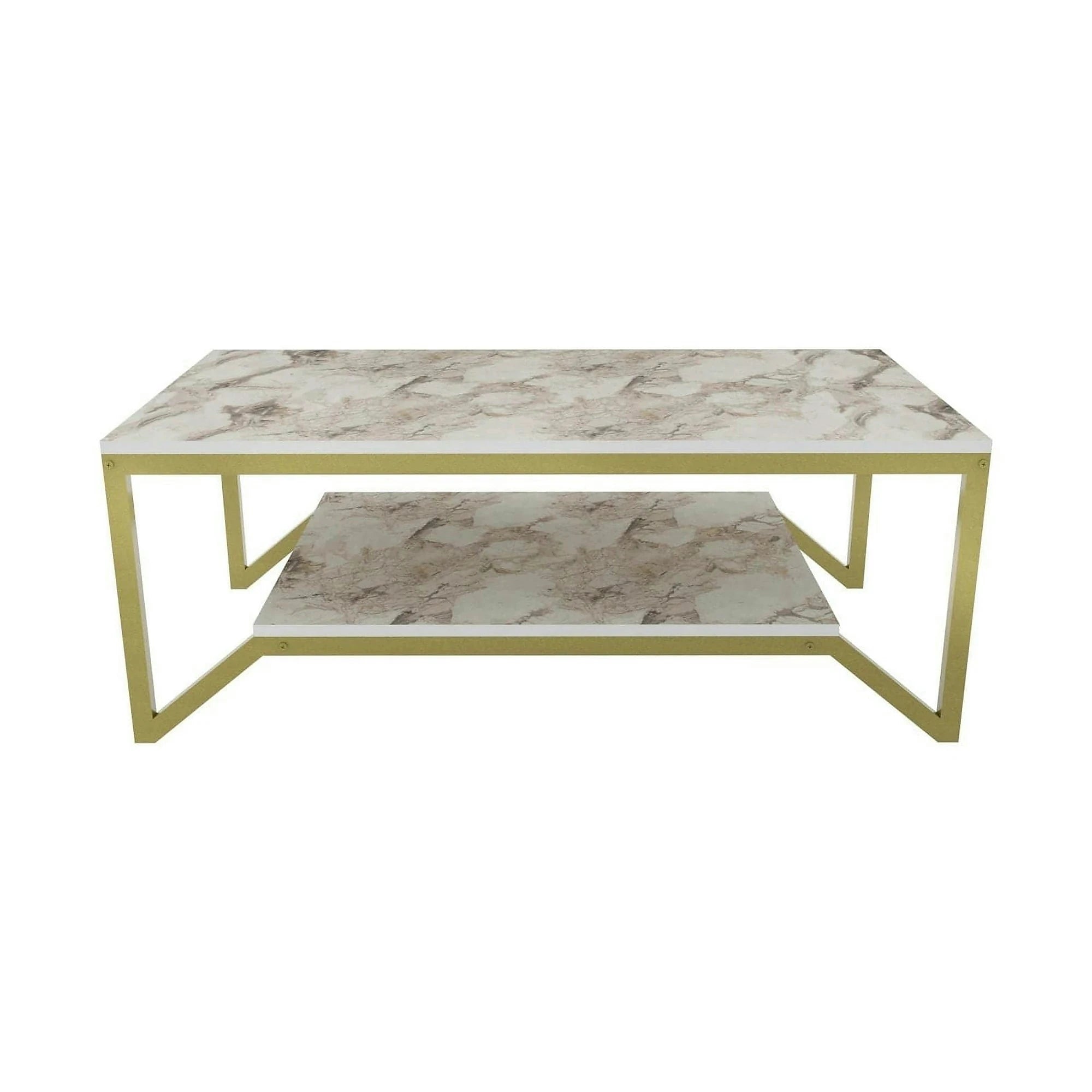 Masuta cafea Flora, auriu/bej, PAL, 120x60x46 cm