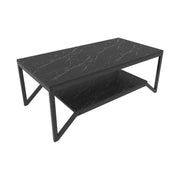 Masuta cafea Flora, negru cu efect de marmura, PAL melaminat, 120x60x46 cm