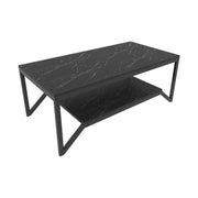 Masuta cafea Flora, negru cu efect de marmura, PAL melaminat, 120x60x46 cm