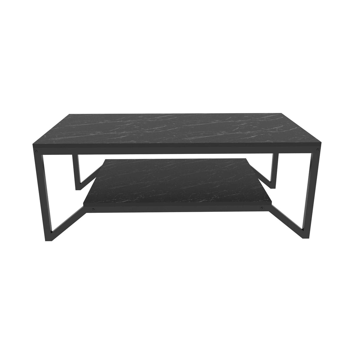 Masuta cafea Flora, negru cu efect de marmura, PAL melaminat, 120x60x46 cm