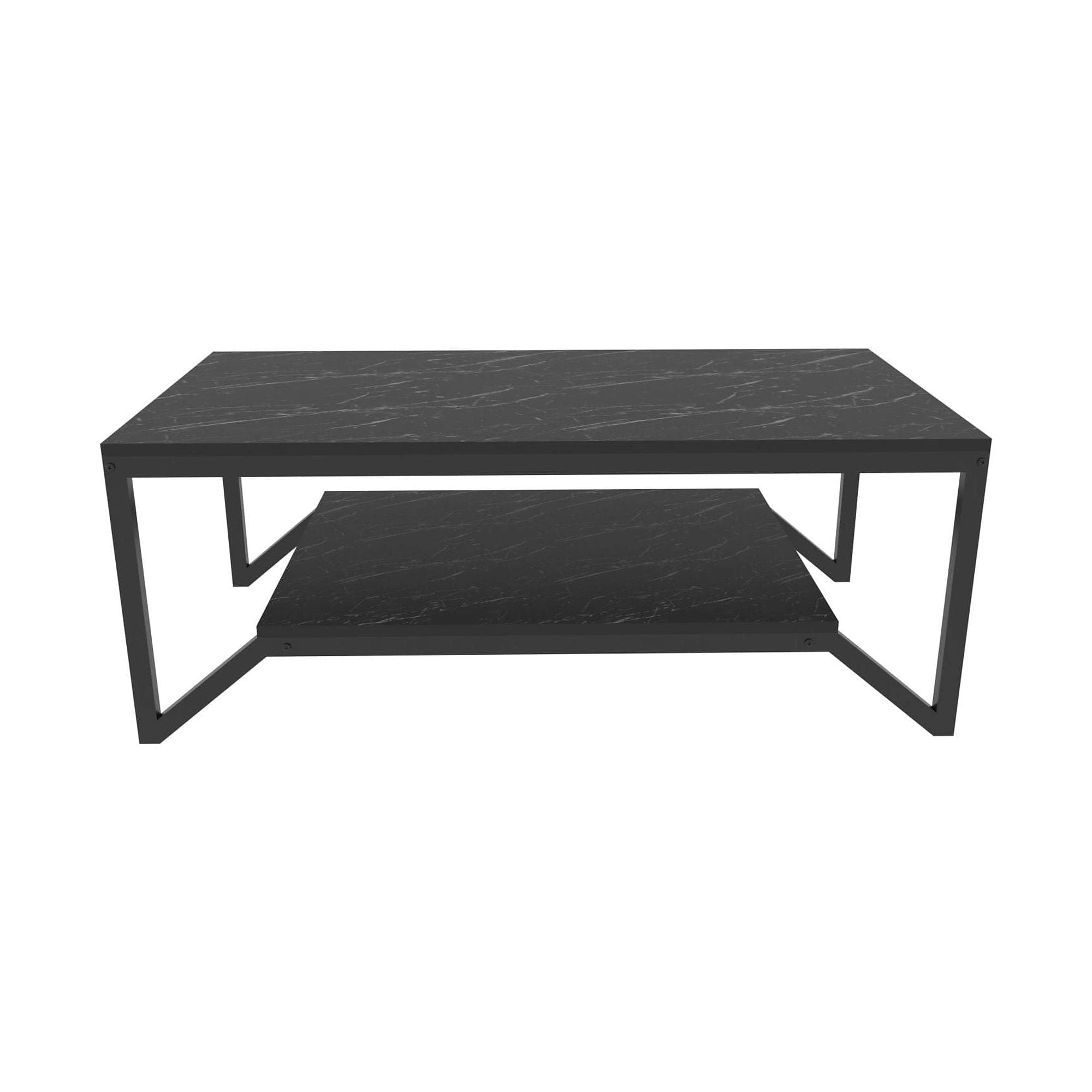 Masuta cafea Flora, negru cu efect de marmura, PAL melaminat, 120x60x46 cm