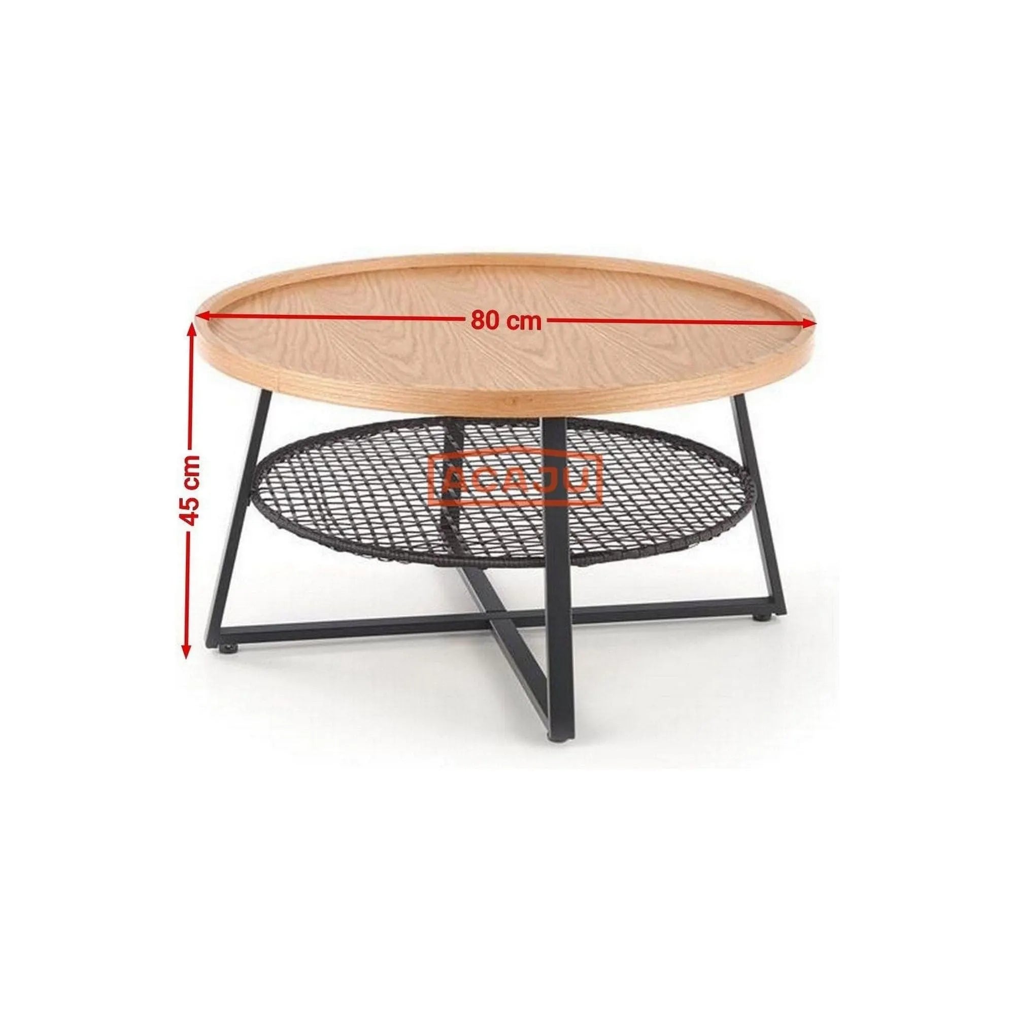 Masuta cafea FLORENCE, stejar natural/negru, 80x80x45 cm