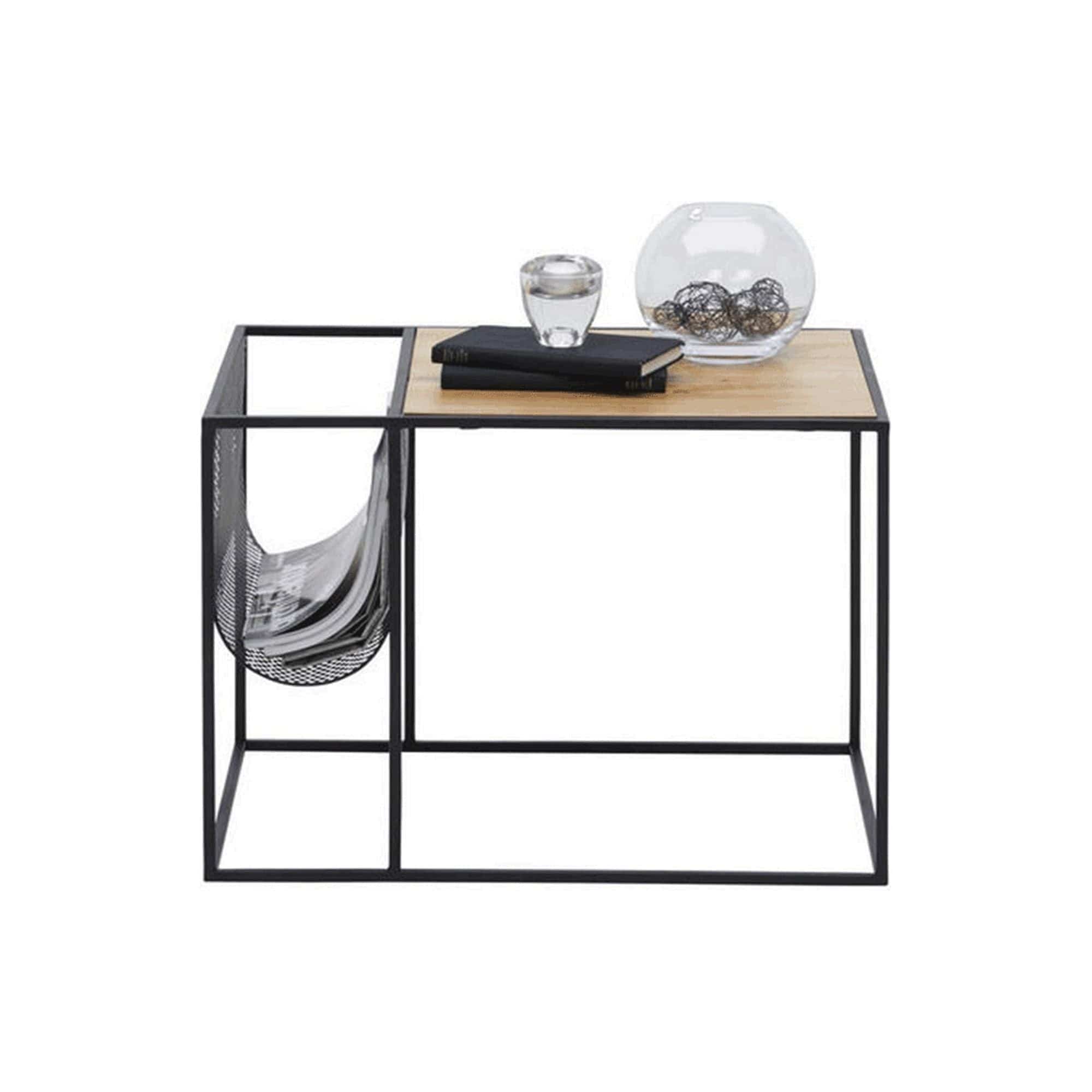 Masuta cafea FLYN, stejar/negru, metal, 55x40x45 cm