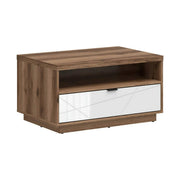 Masuta cafea FORN, nuc/alb lucios, PAL, 90x60x49 cm