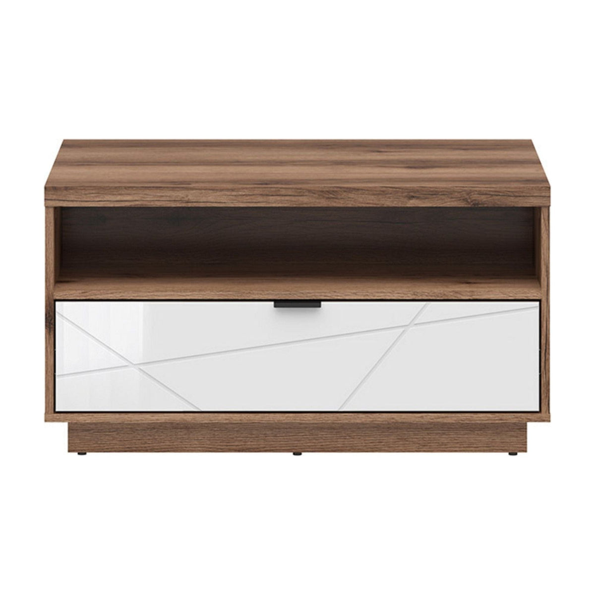 Masuta cafea FORN, nuc/alb lucios, PAL, 90x60x49 cm