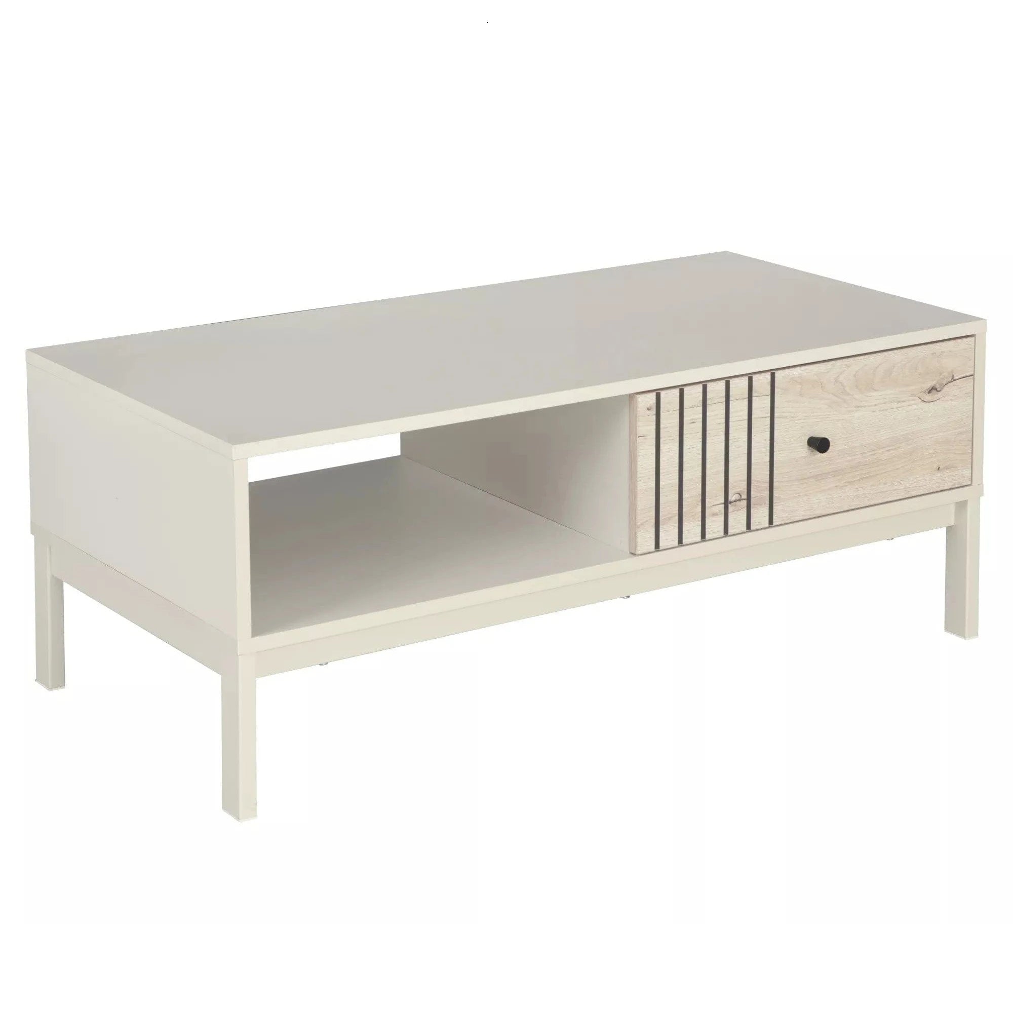 Masuta cafea FROST L5, stejar alpin/alb, PAL/metal, 100x50x40 cm