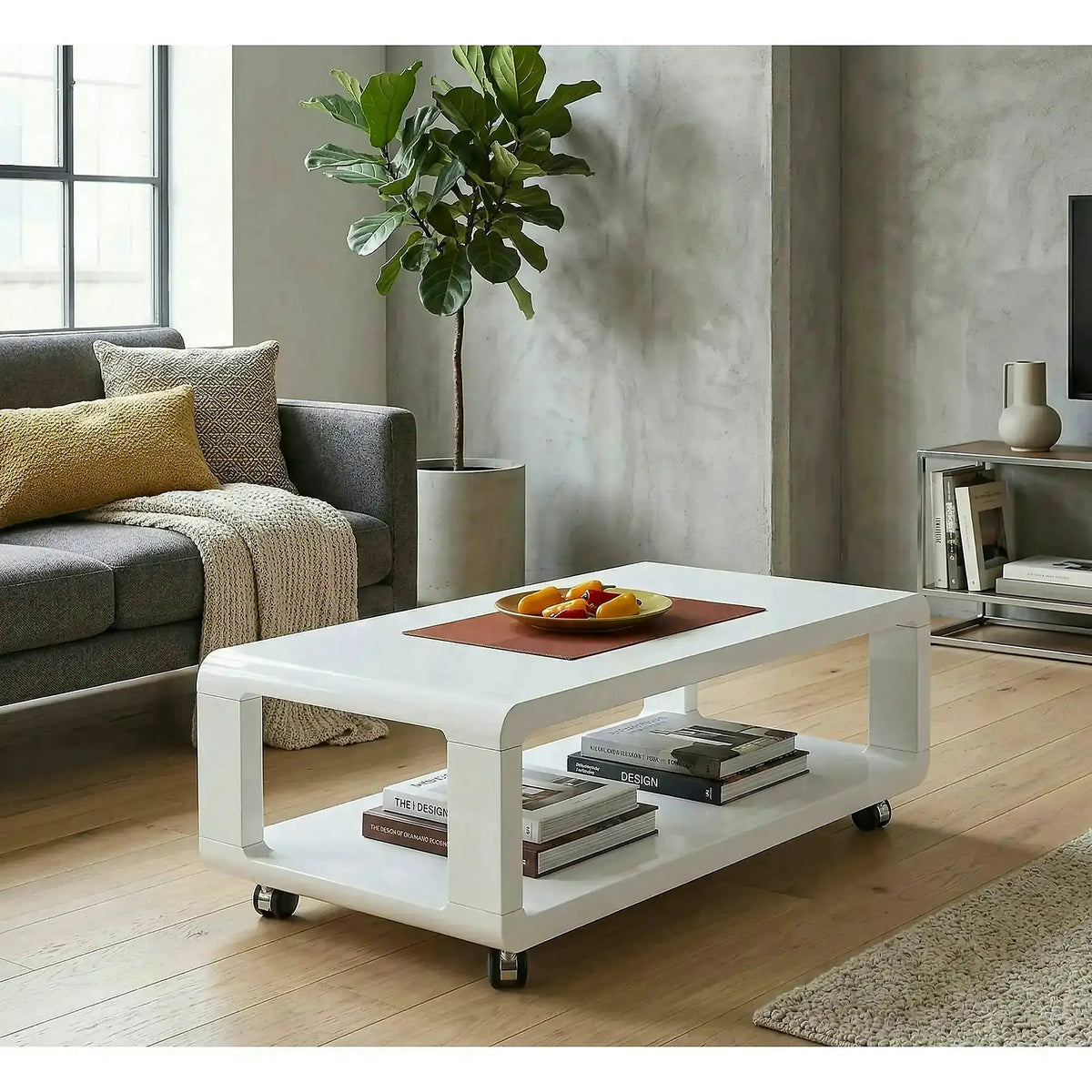 Masuta cafea FUTURA, alb, 105x58x38 cm