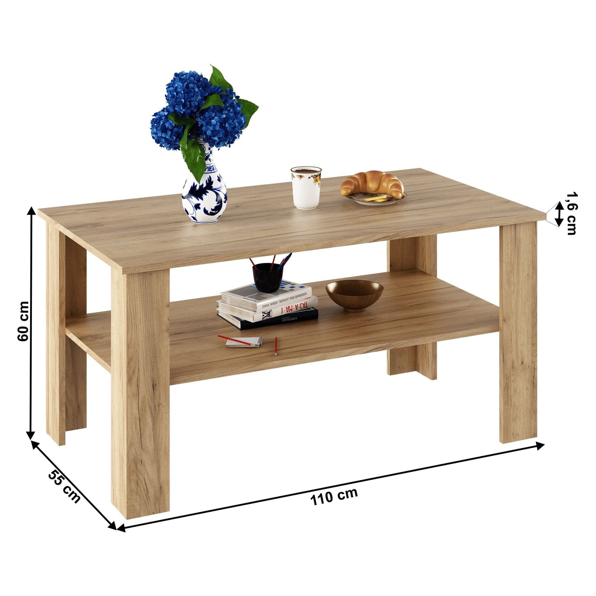Masuta cafea GAUDI, stejar artisan, PAL melaminat, 110x60x55 cm