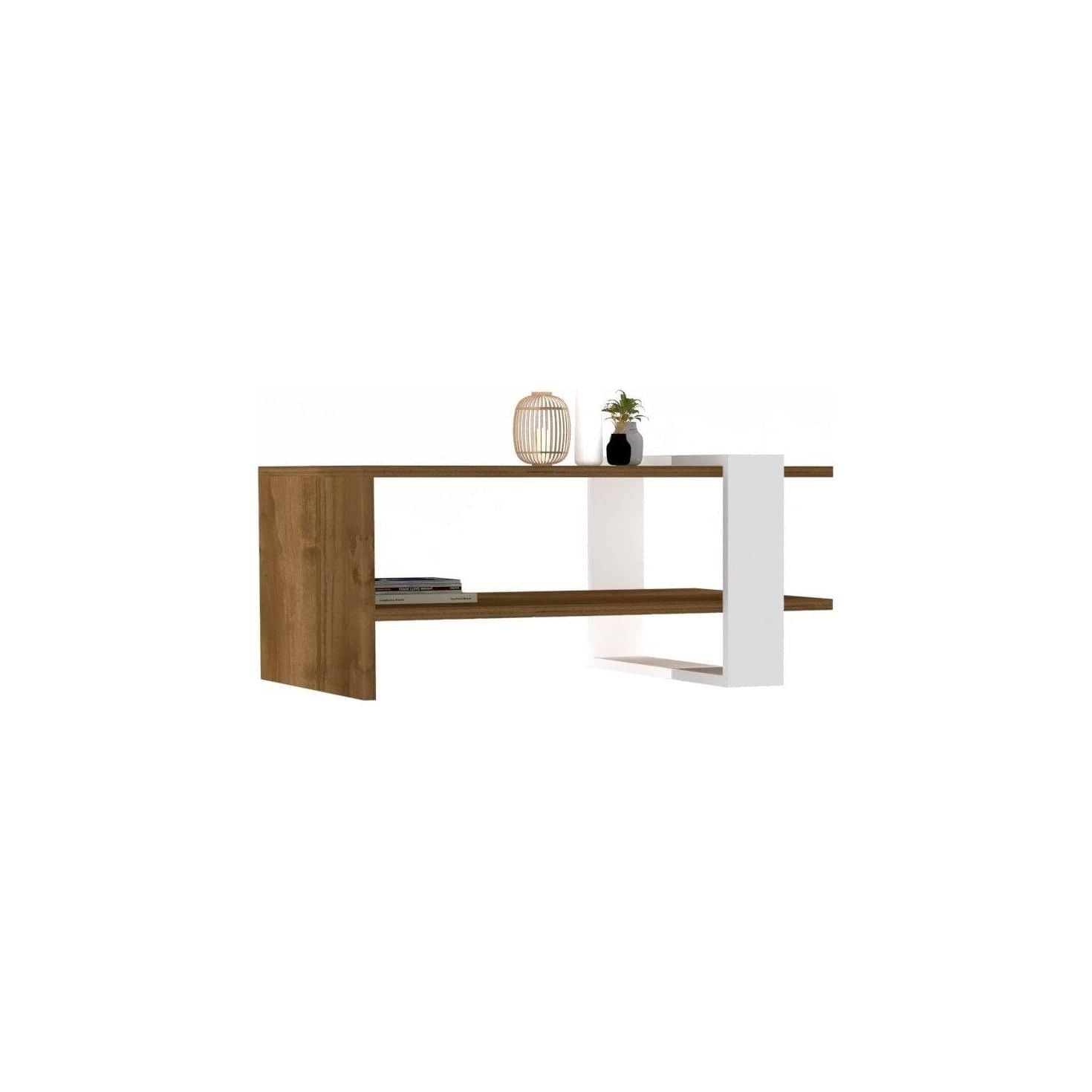 Masuta cafea GAYE, nuc/alb, PAL, 80x50x35 cm
