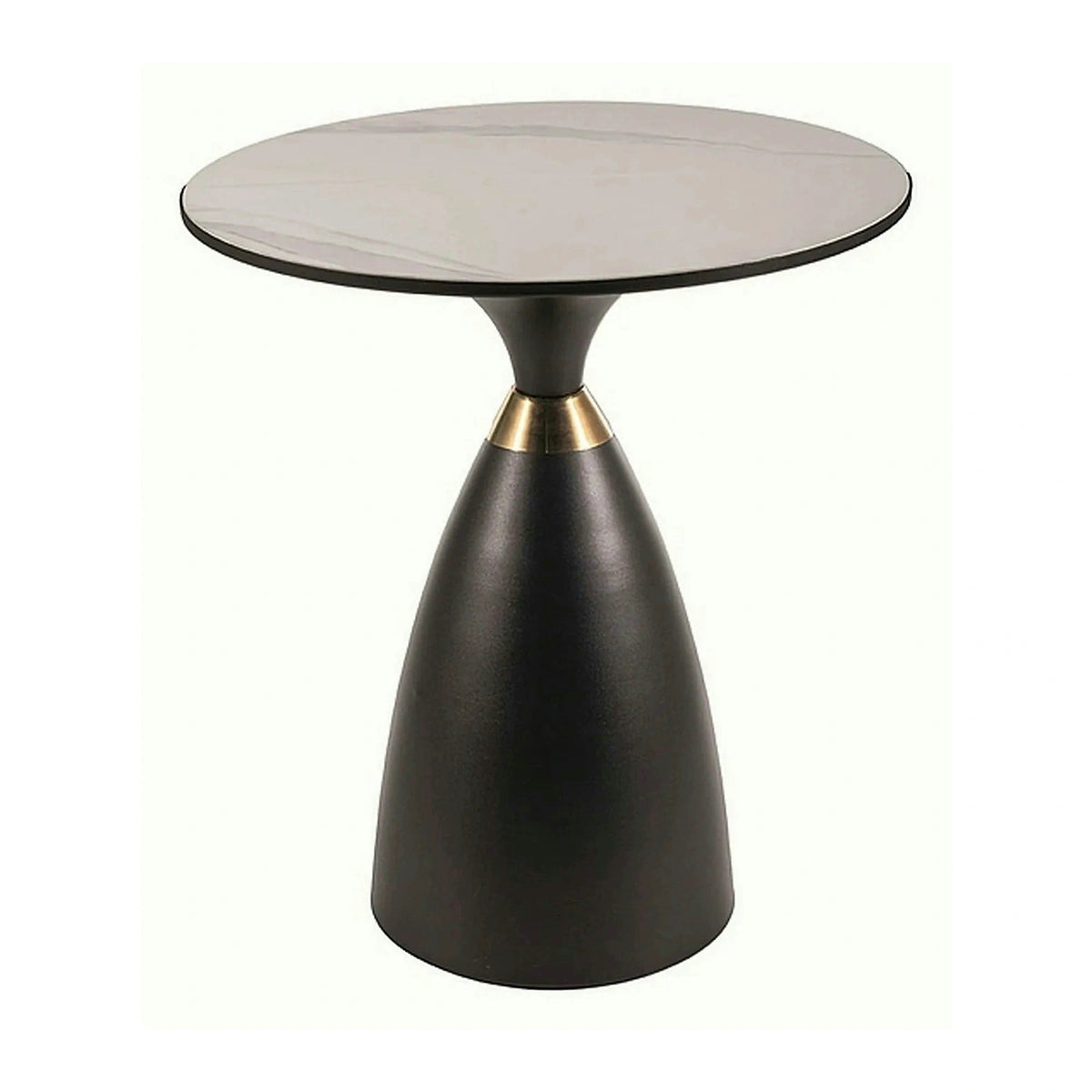 Masuta cafea GEMINI, alb lucios/negru mat, ceramica/metal, 50x56 cm
