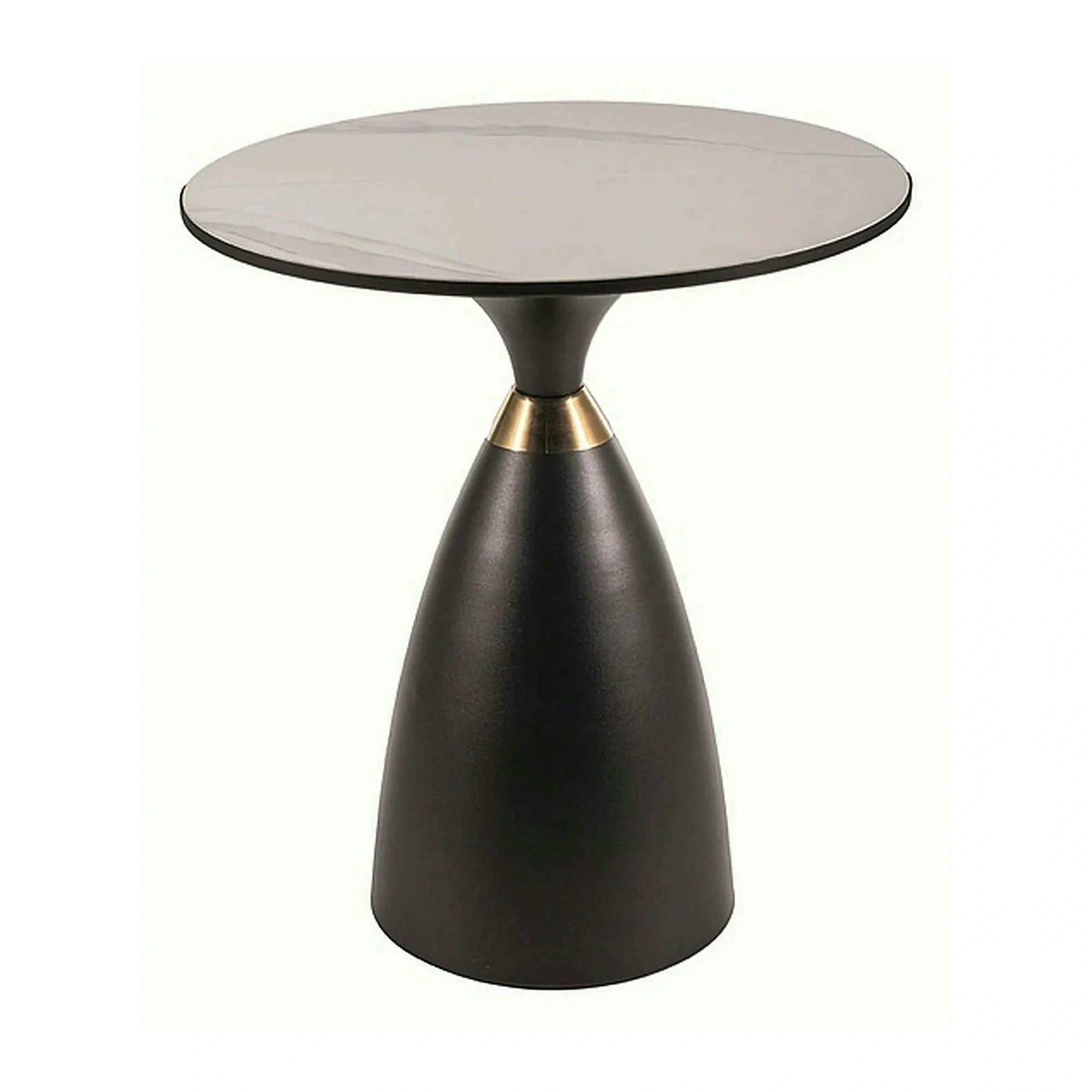 Masuta cafea GEMINI, alb lucios/negru mat, ceramica/metal, 50x56 cm
