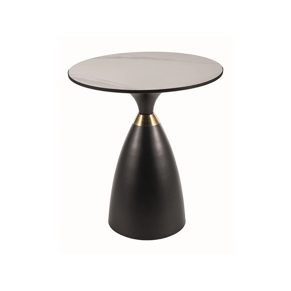 Masuta cafea GEMINI, alb lucios/negru mat, ceramica/metal, 50x56 cm