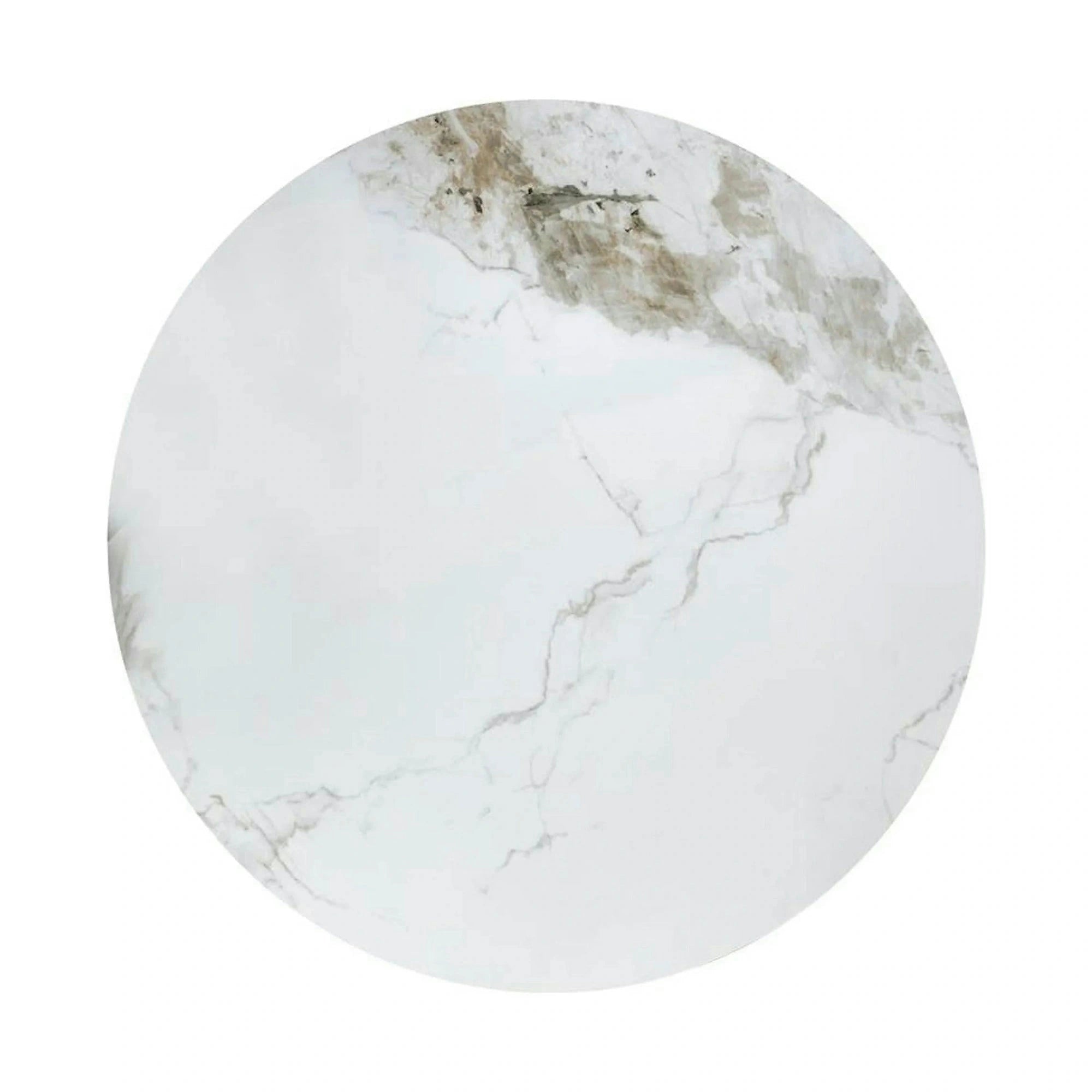 Masuta cafea GENESIS, alb cu efect de marmura/nuc/auriu, ceramica/otel, 70x70x43 cm