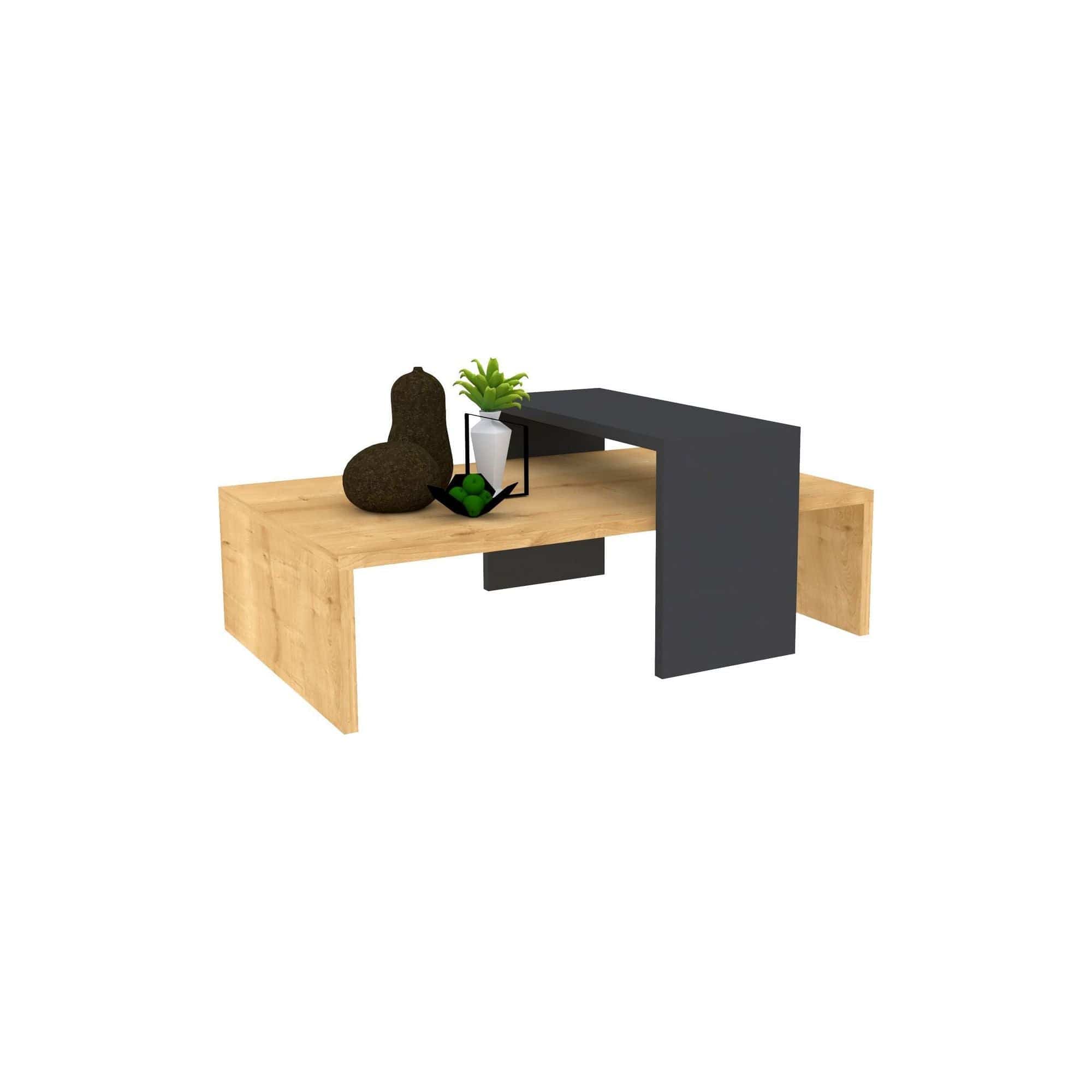 Masuta cafea GLOW, stejar/gri antracit, PAL, 80x50x31.8 cm