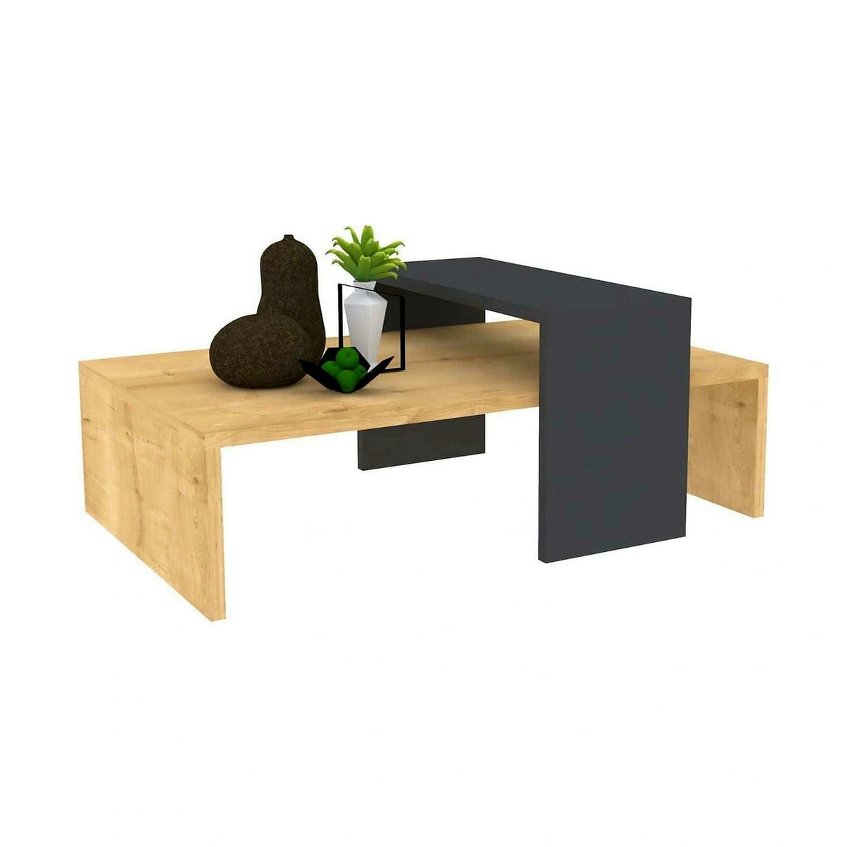 Masuta cafea GLOW, stejar/gri antracit, PAL, 80x50x31.8 cm