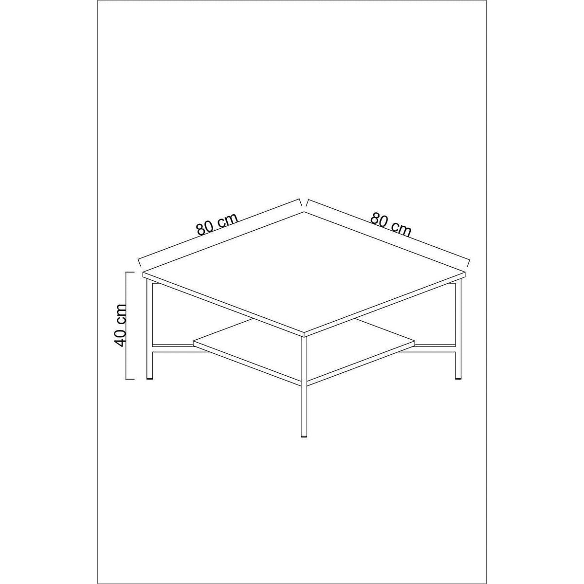Masuta cafea Gold Line, alb/auriu, PAL, 80x80x40 cm