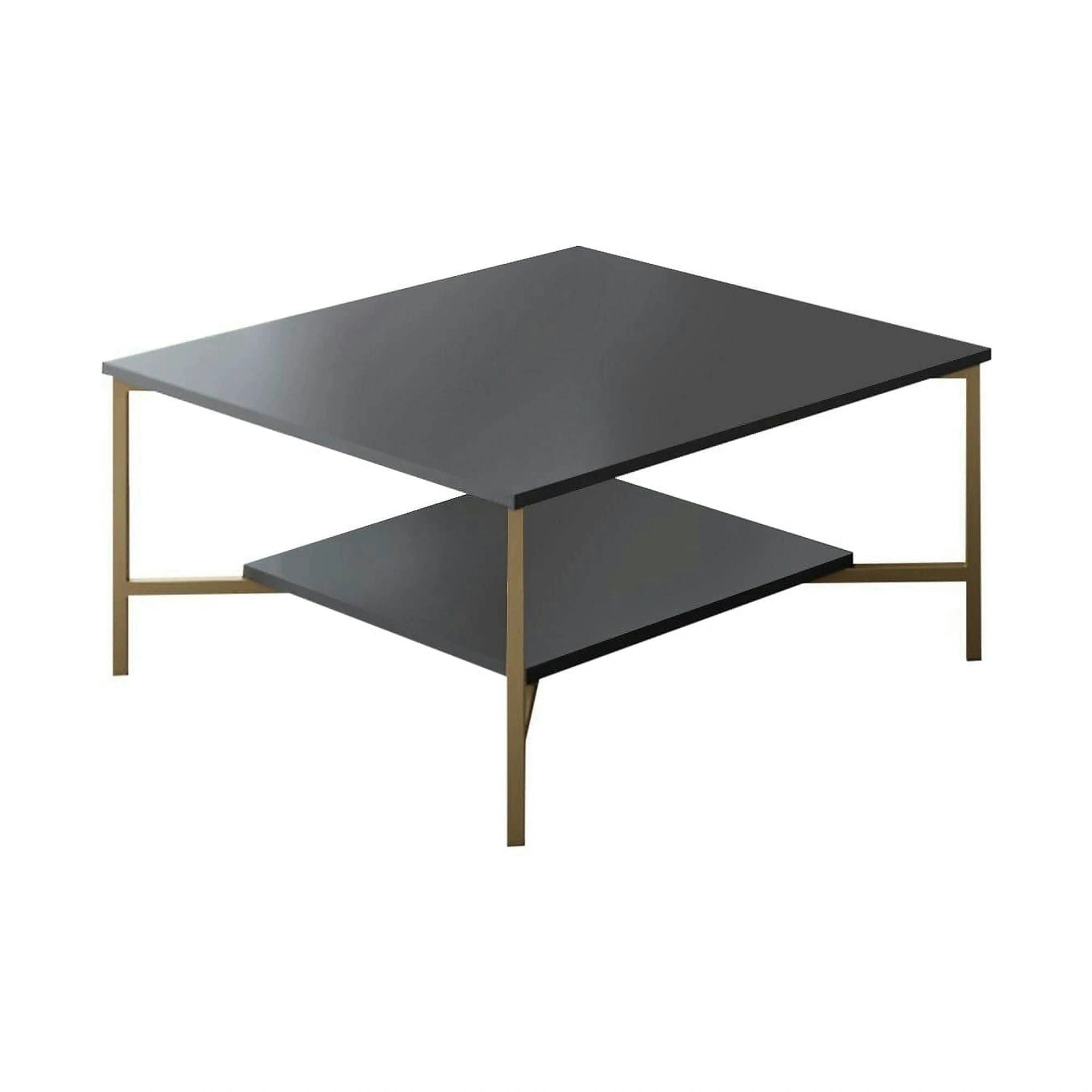 Masuta cafea Gold Line, negru, PAl, 80x80x40 cm