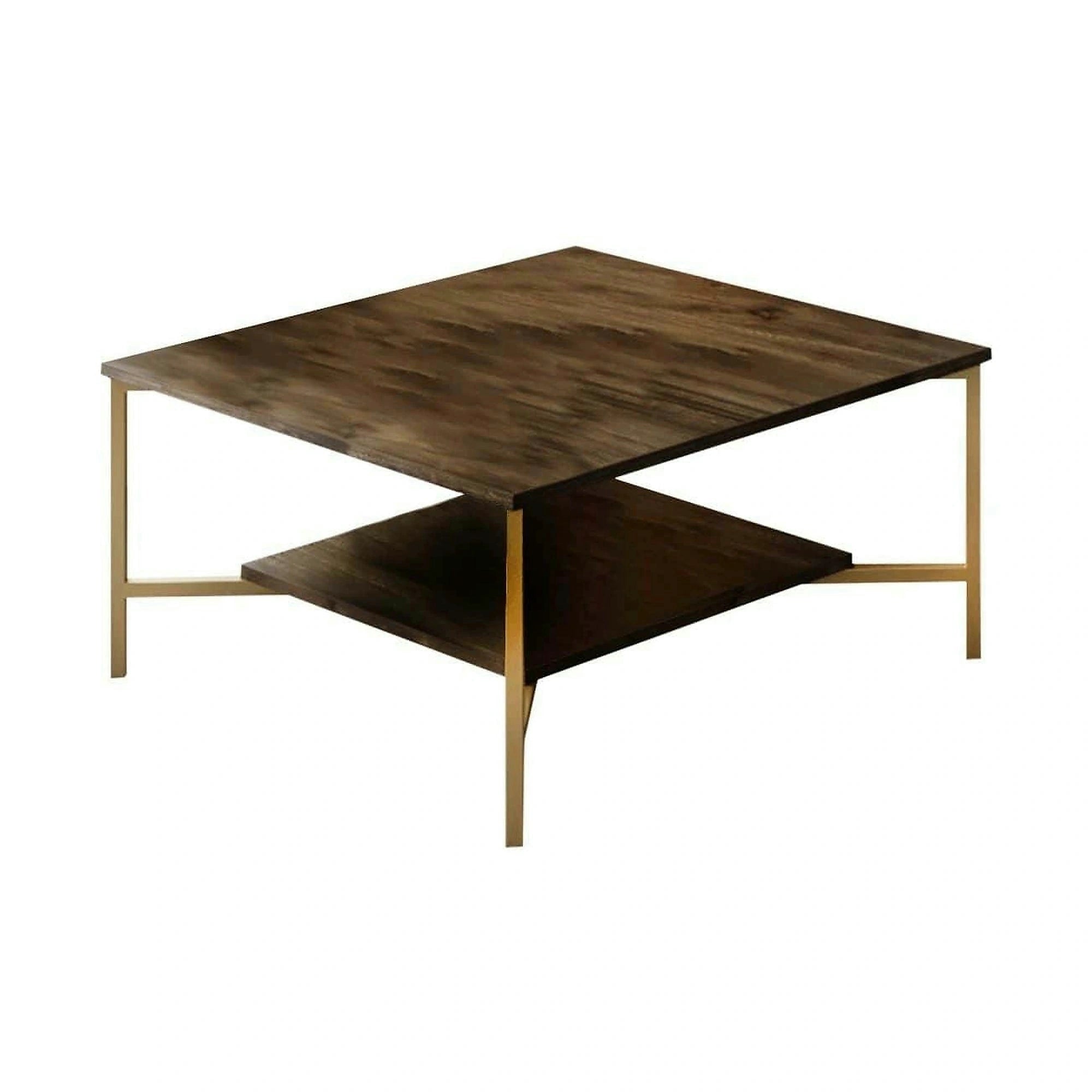 Masuta cafea Gold Line, nuc/negru, PAL, 80x80x40 cm