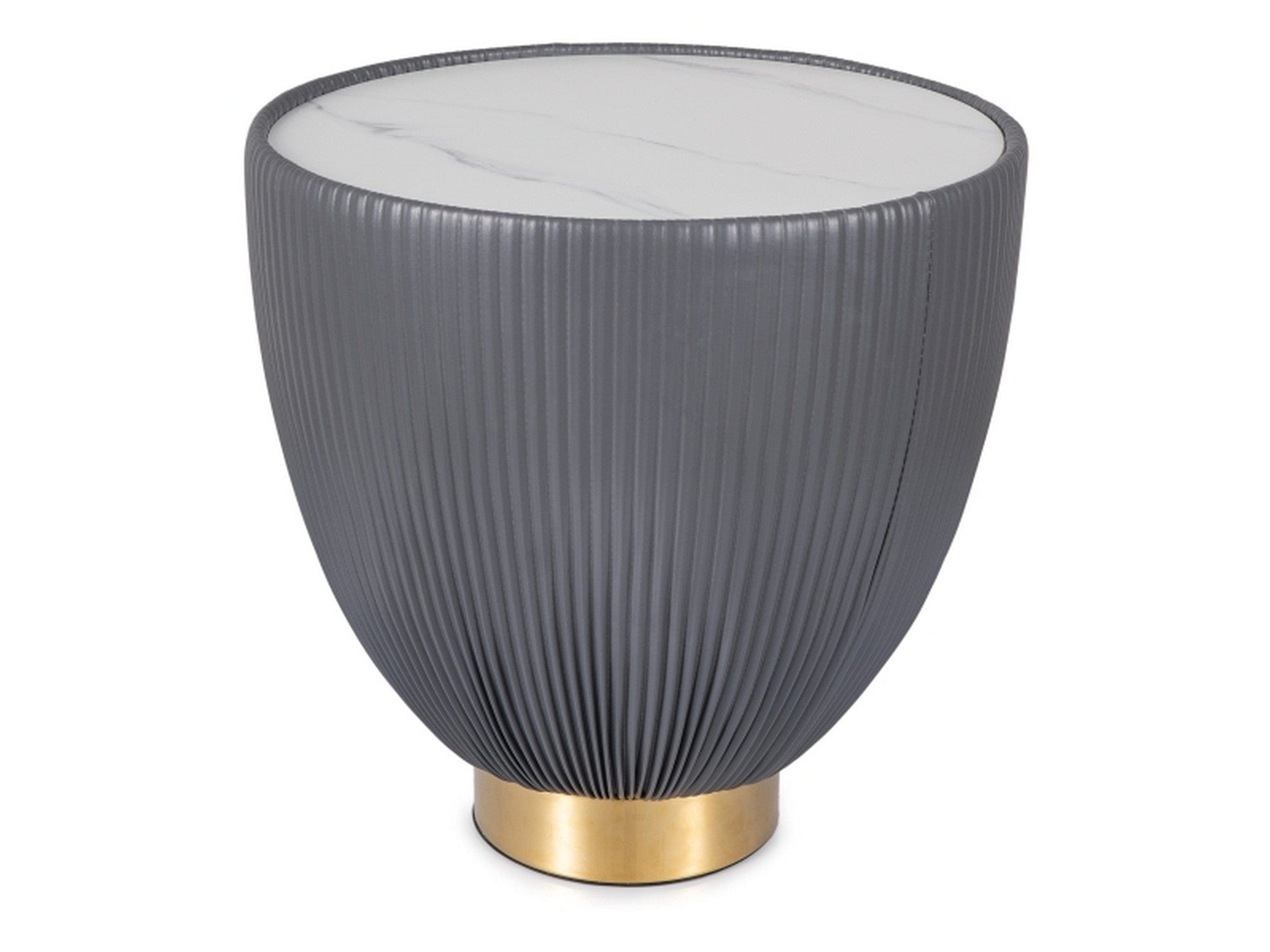 Masuta cafea GRADO B, alb/gri/auriu, piele ecologica/metal, 46x45 cm