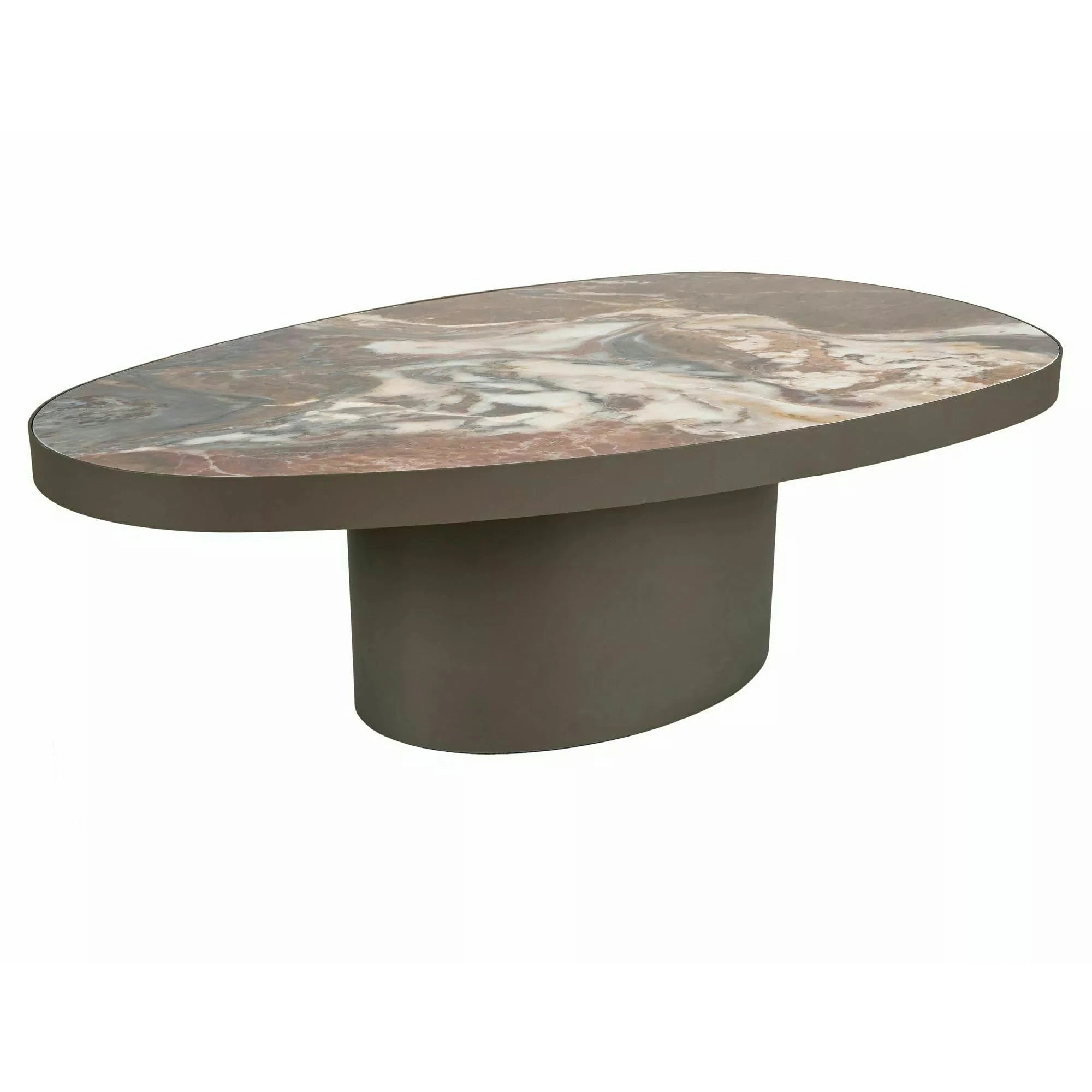 Măsuță cafea GUSTO A, maro lucios/cupru, ceramică/metal, 118x73x38 cm