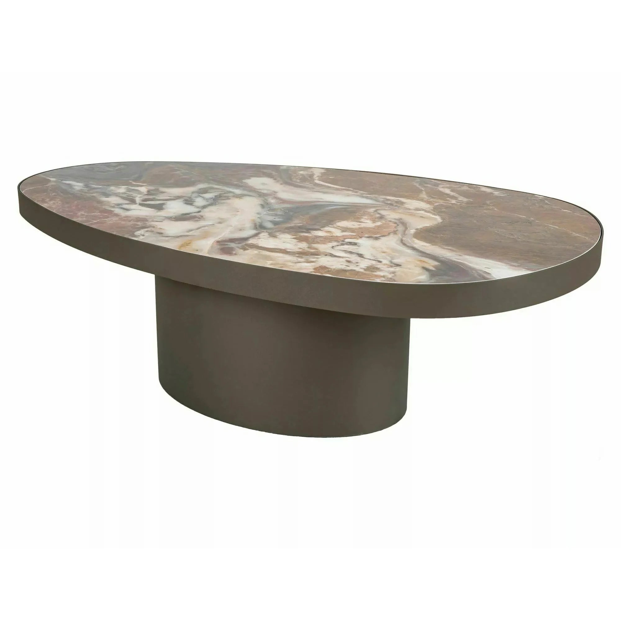 Măsuță cafea GUSTO A, maro lucios/cupru, ceramică/metal, 118x73x38 cm