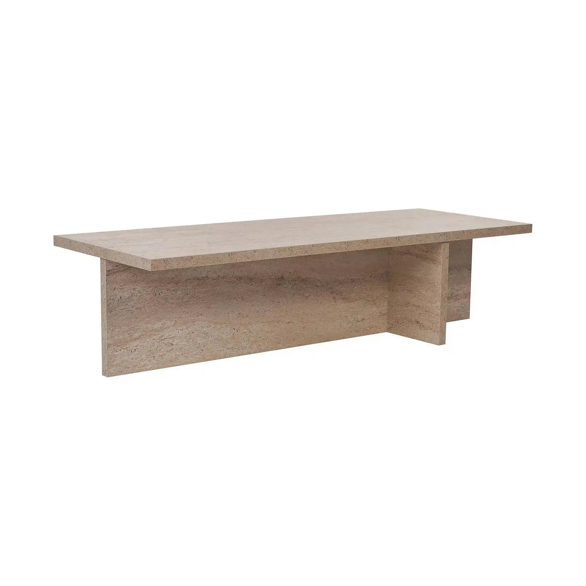 Masuta cafea HARBOR, bej cu efect de piatra travertin, PAL, 120x45x30 cm
