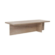 Masuta cafea HARBOR, bej cu efect de piatra travertin, PAL, 120x45x30 cm