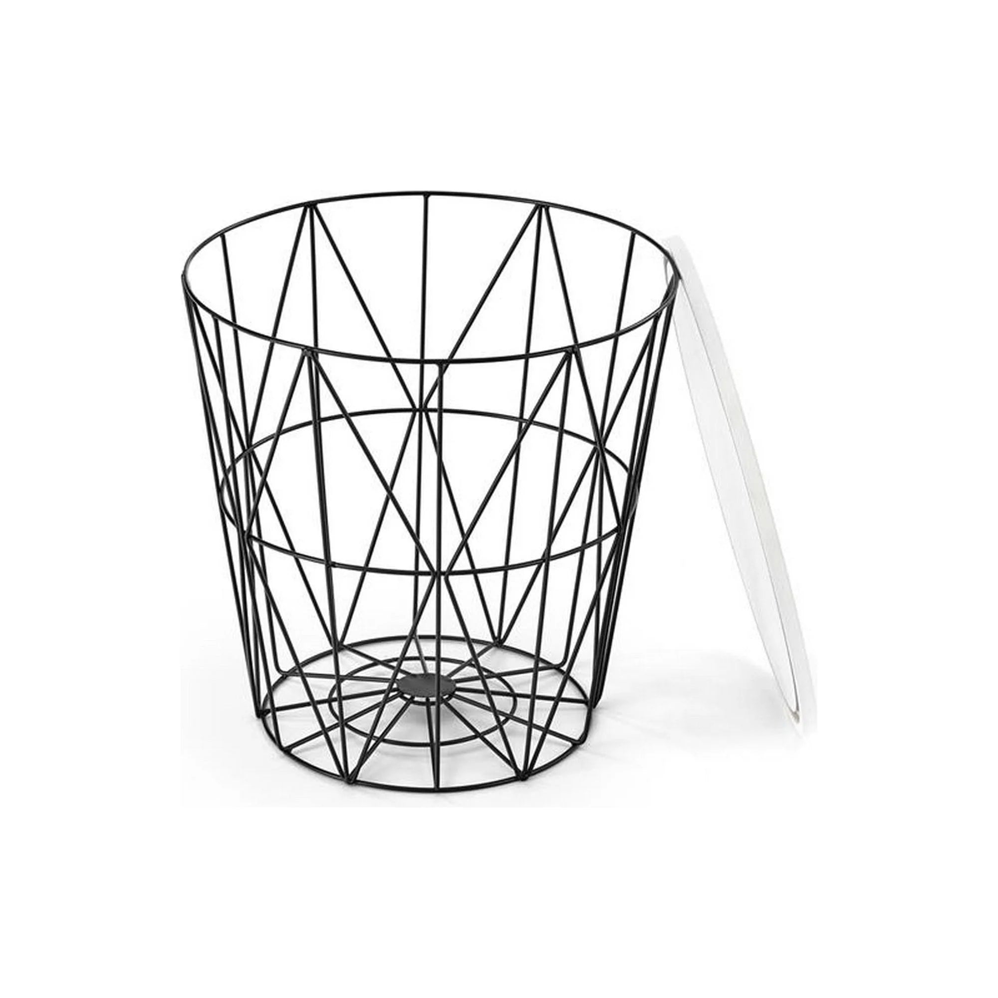 Masuta cafea HARISSA B, alb cu efect de marmura/negru, 42x42x41 cm