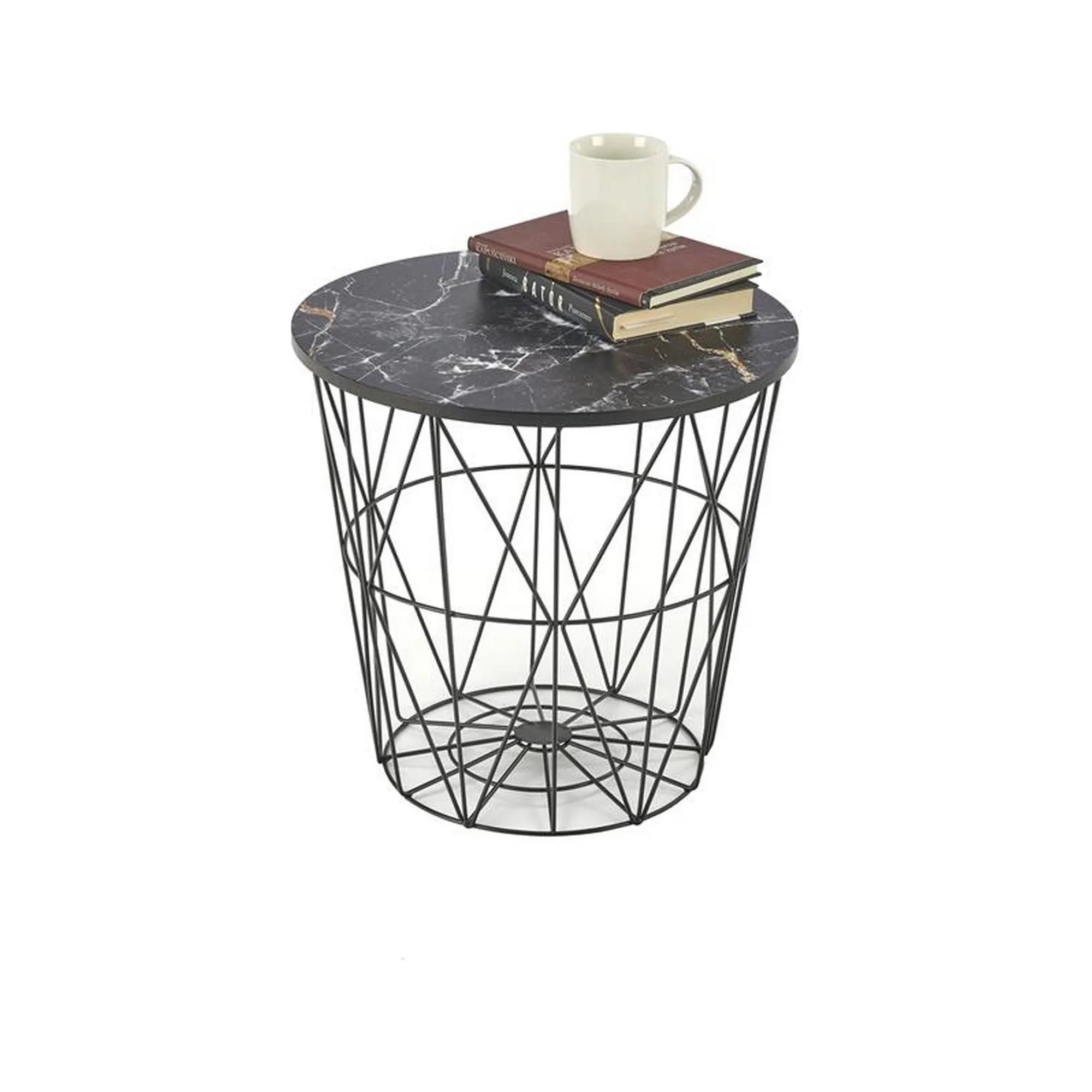 Masuta cafea HARISSA B, negru cu efect de marmura/negru, 42x42x41 cm