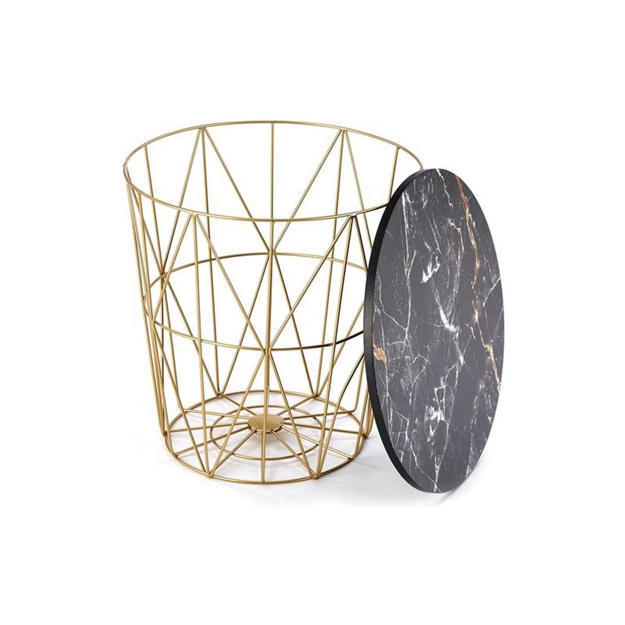 Masuta cafea HARISSA G, negru cu efect de marmura/auriu, 42x42x41 cm