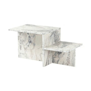 Masuta cafea HARMONY, alb cu efect de marmura, PAL, 80x40x40 cm