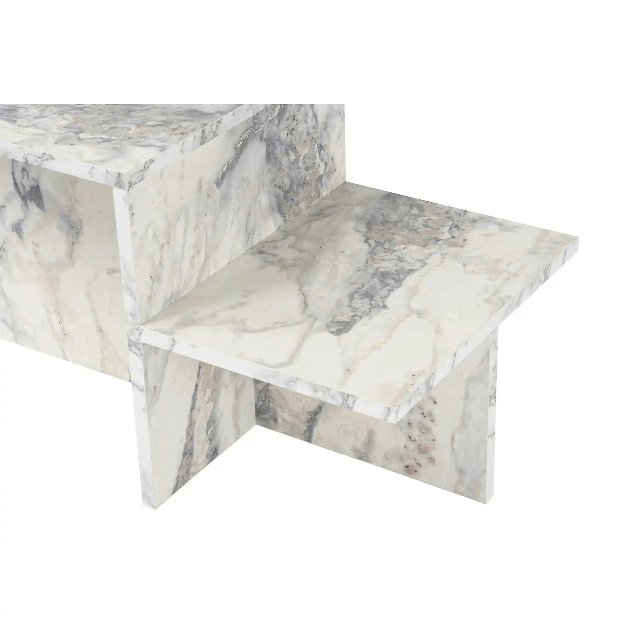 Masuta cafea HARMONY, alb cu efect de marmura, PAL, 80x40x40 cm