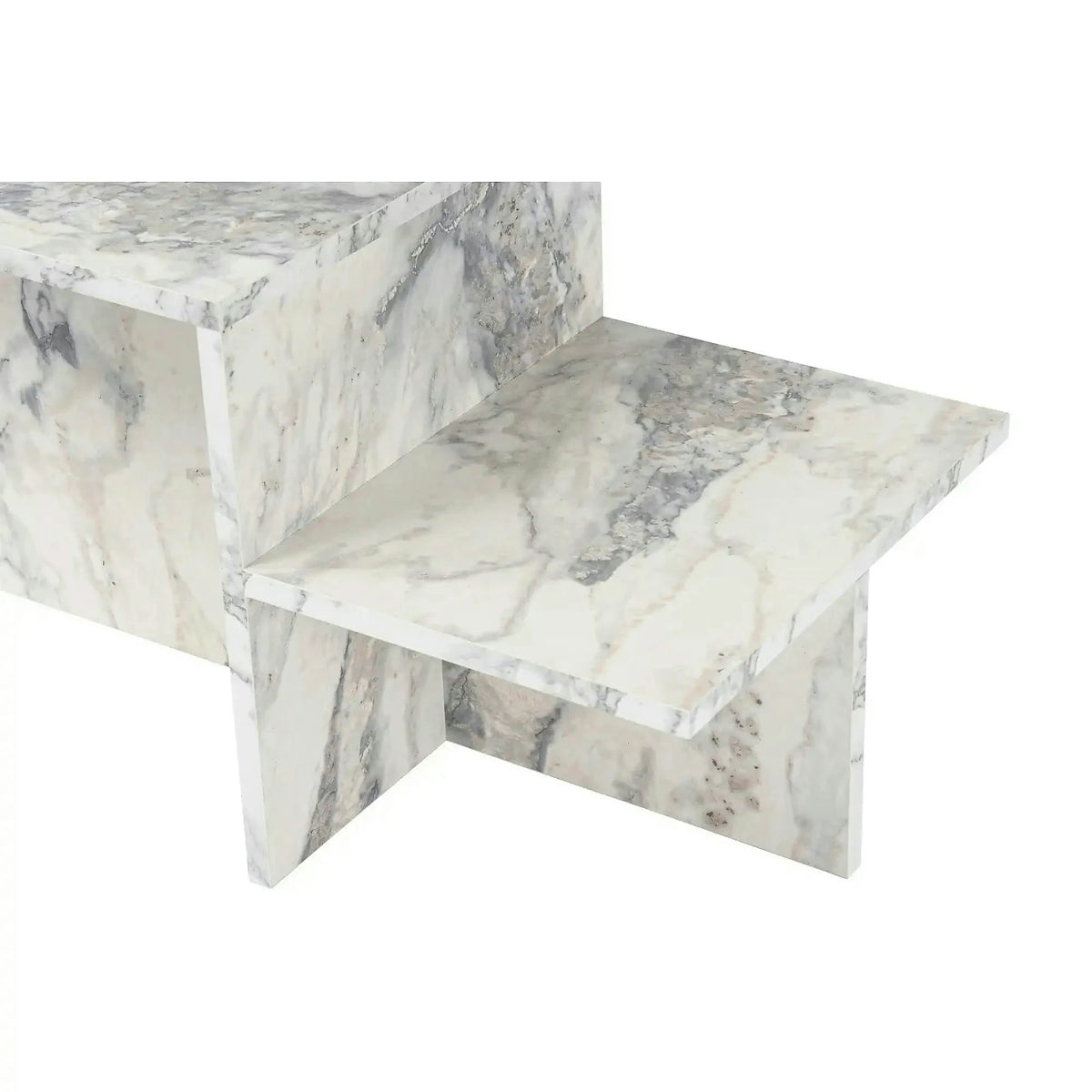 Masuta cafea HARMONY, alb cu efect de marmura, PAL, 80x40x40 cm