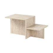 Masuta cafea HARMONY, bej cu efect de piatra travertin, PAL, 80x40x40 cm