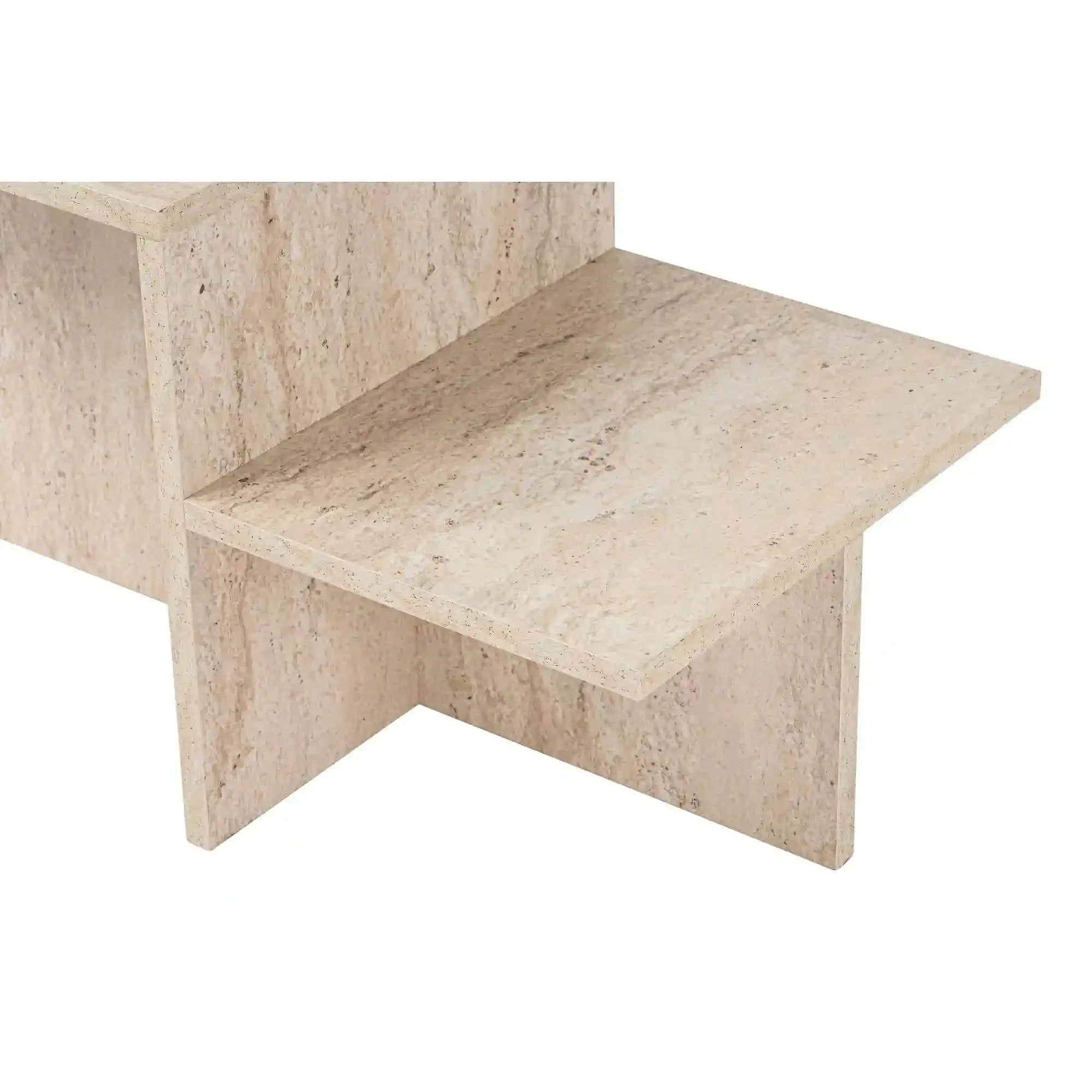 Masuta cafea HARMONY, bej cu efect de piatra travertin, PAL, 80x40x40 cm