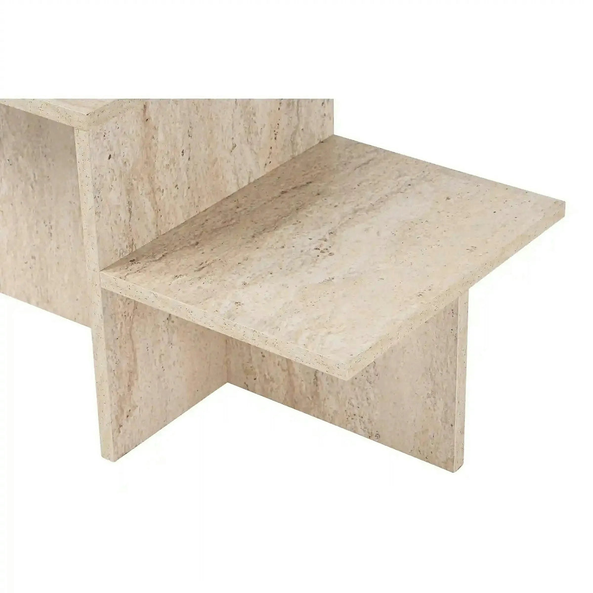 Masuta cafea HARMONY, bej cu efect de piatra travertin, PAL, 80x40x40 cm