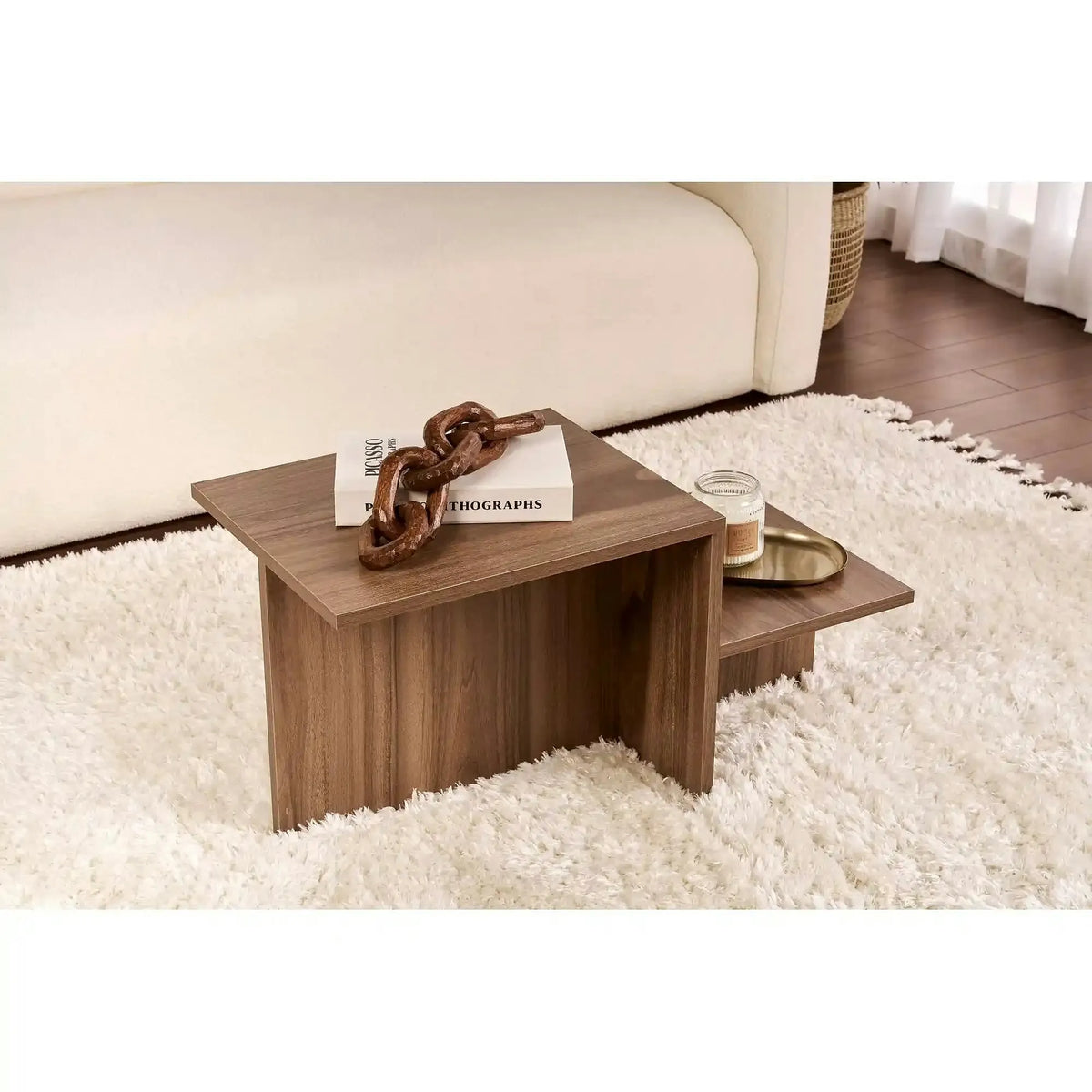 Masuta cafea HARMONY, nuc, PAL, 80x40x40 cm
