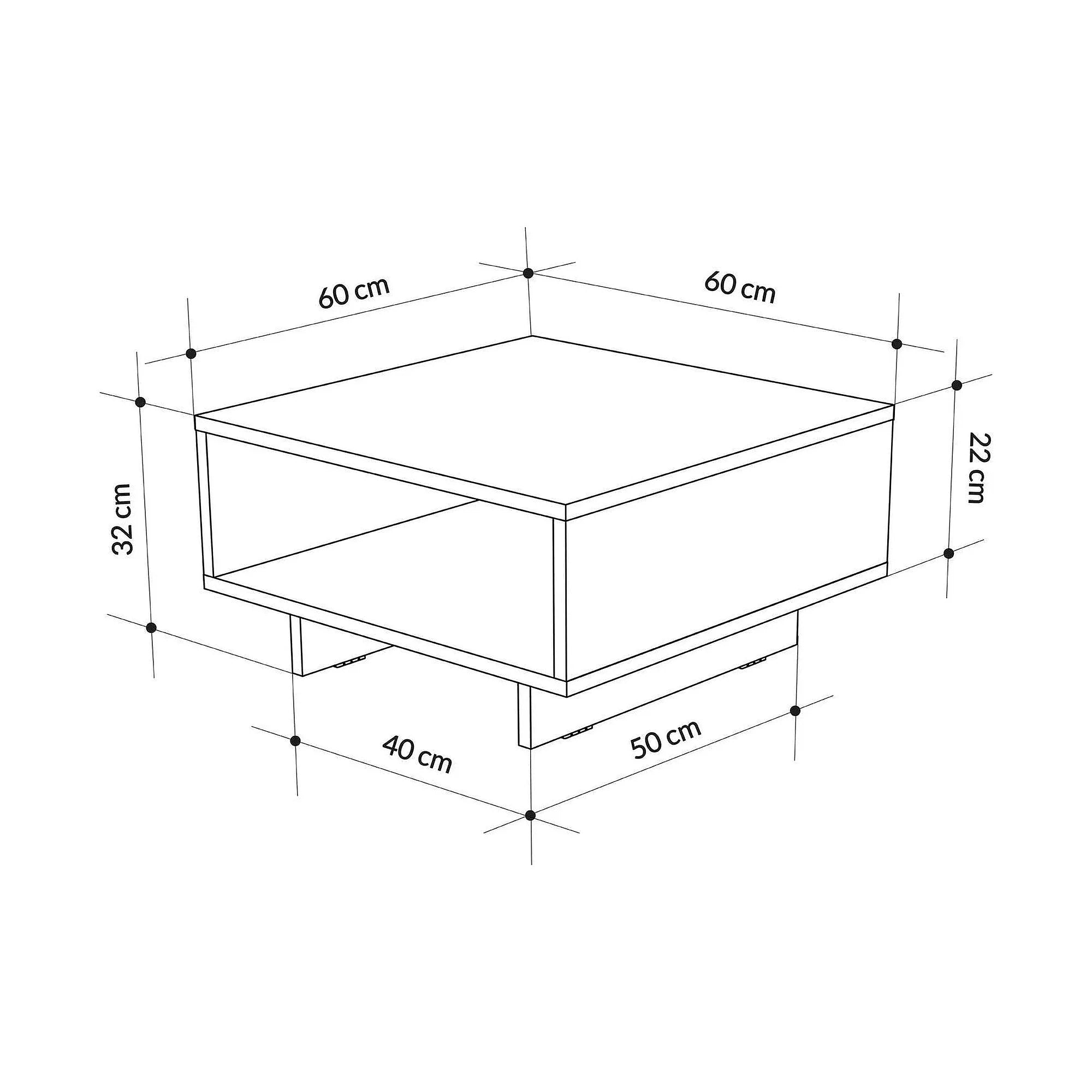 Masuta cafea HOLA, gri antracit, PAL melaminat, 60x60x32 cm