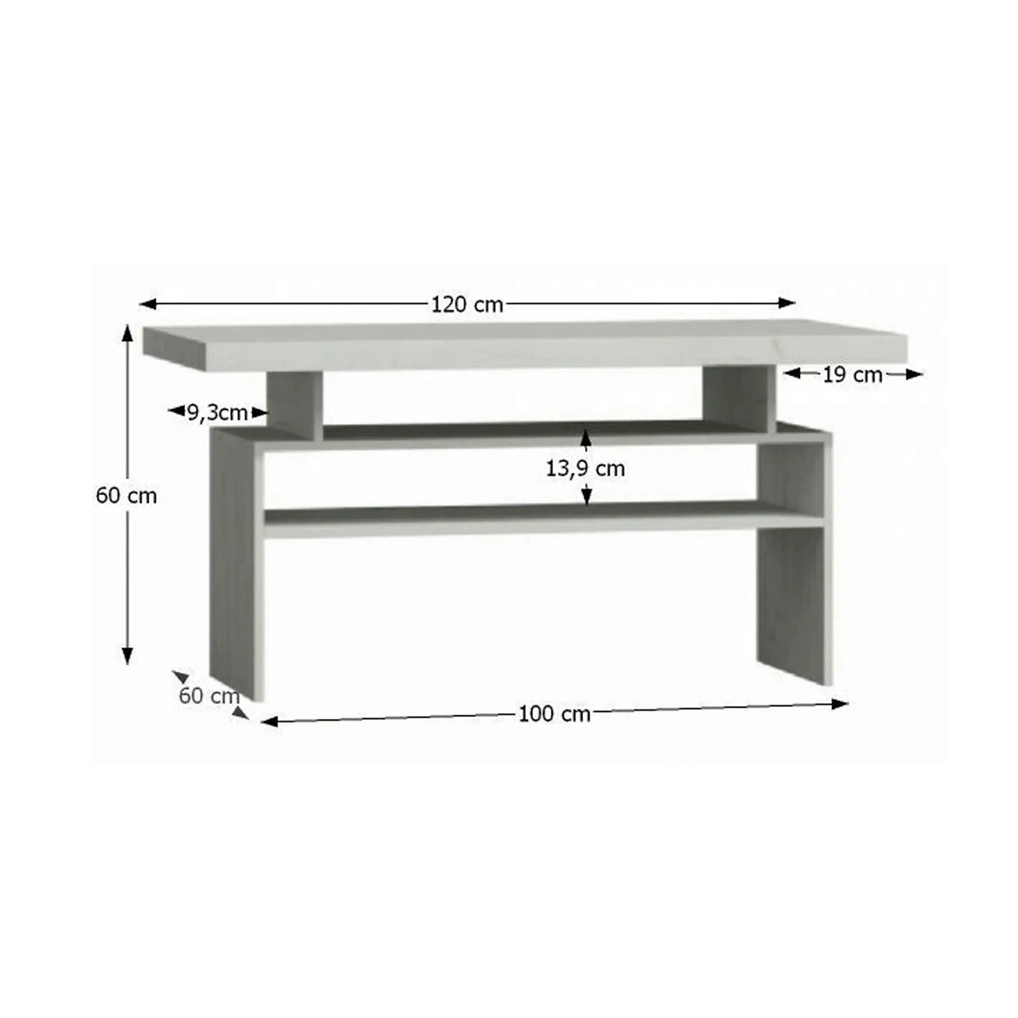 Masuta cafea INFINITY I-13, frasin alb, PAL melaminat, 120x60x60 cm
