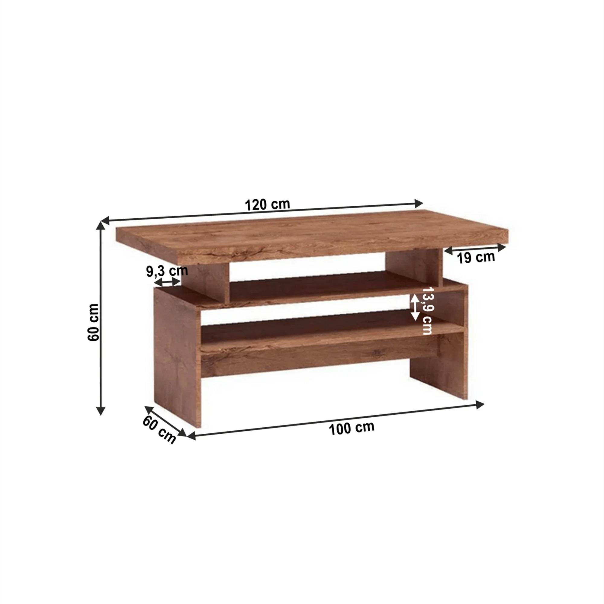 Masuta cafea INFINITY I-13, frasin deschis, PAL melaminat, 120x60x60 cm